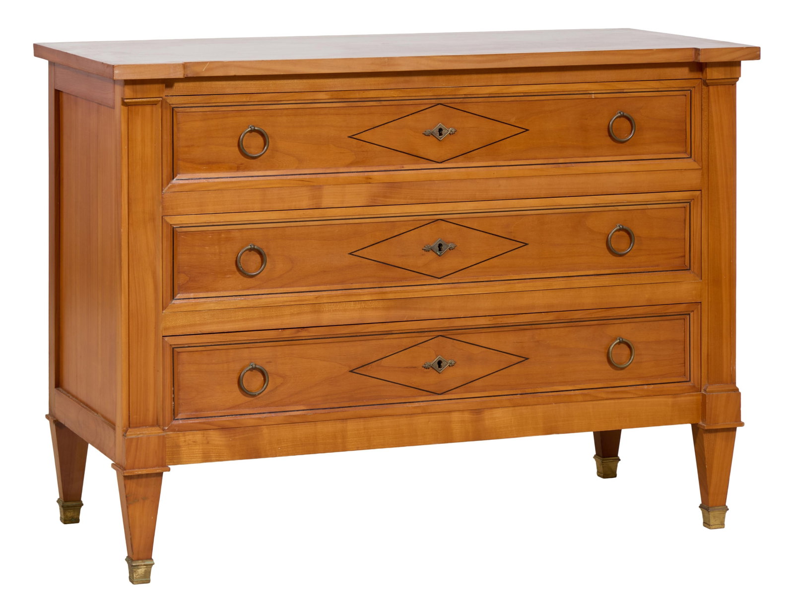 French Directoire Style Cherry Commode, 20th c., H.- 31 5/8 in., W.- 43 1/4 in., D.- 19 7/8 in. (1 of 1)