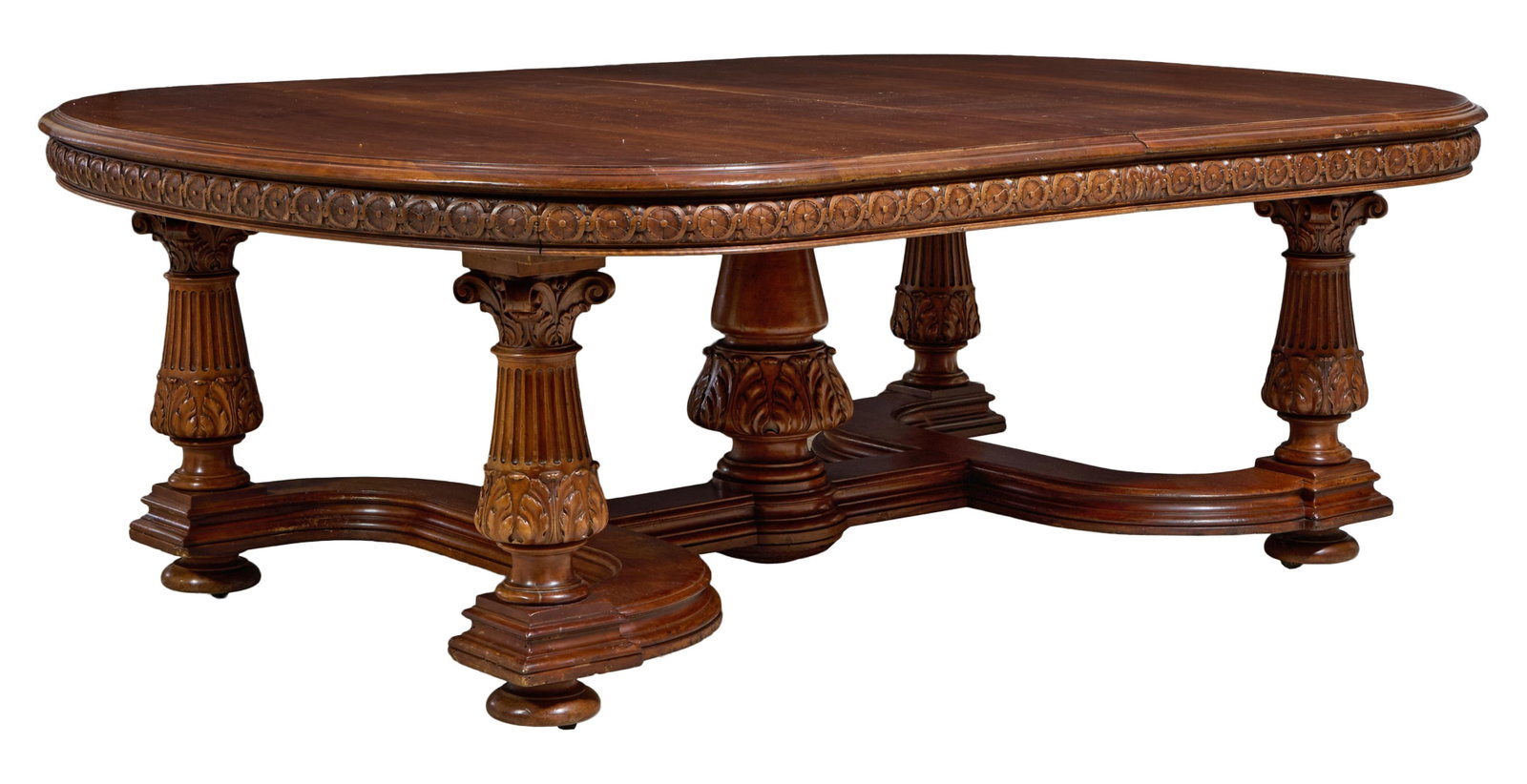 French Henri II Style Carved Oak Library Table, late 19th c., H.- 28 3/4 in., W.- 77 1/4 in., D.- 63 (1 of 3)