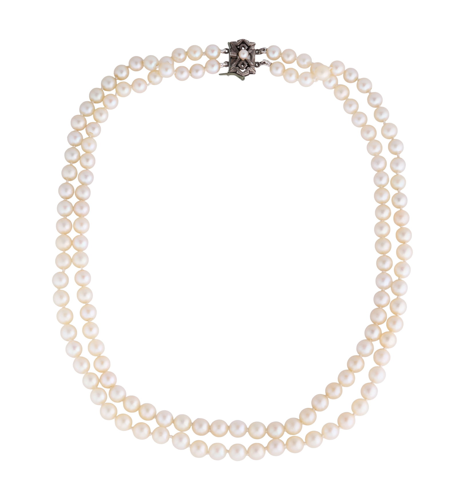 Mikimoto Double Strand Pearl Necklace, App. Total Wt.- 40.8 grams, Int. Cir.- 16 3/4 in. (1 of 2)