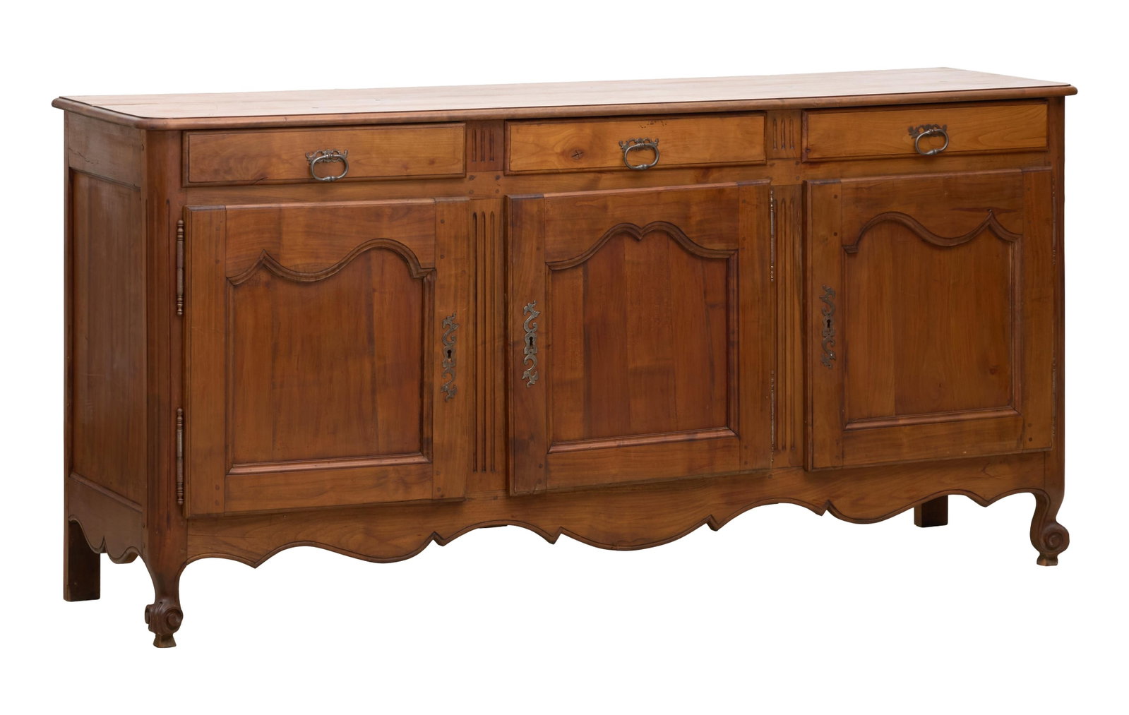 French Louis XV Style Cherry Sideboard, mid 19th c., H.- 40 1/2 in., W.- 84 in., D.- 22 1/2 in. (1 of 1)