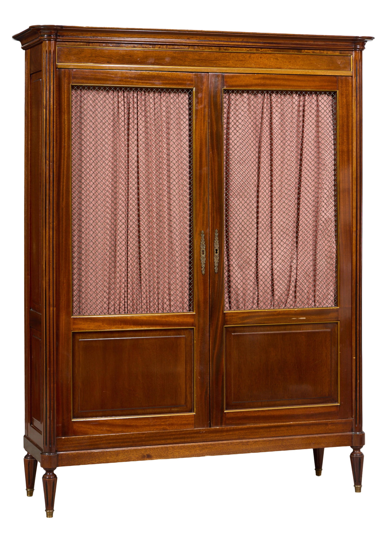 French Louis XVI Style Walnut Bibliotheque, early to mid 20th c., H.- 67 in., W.- 51 1/2 in., D.- 16 (1 of 1)