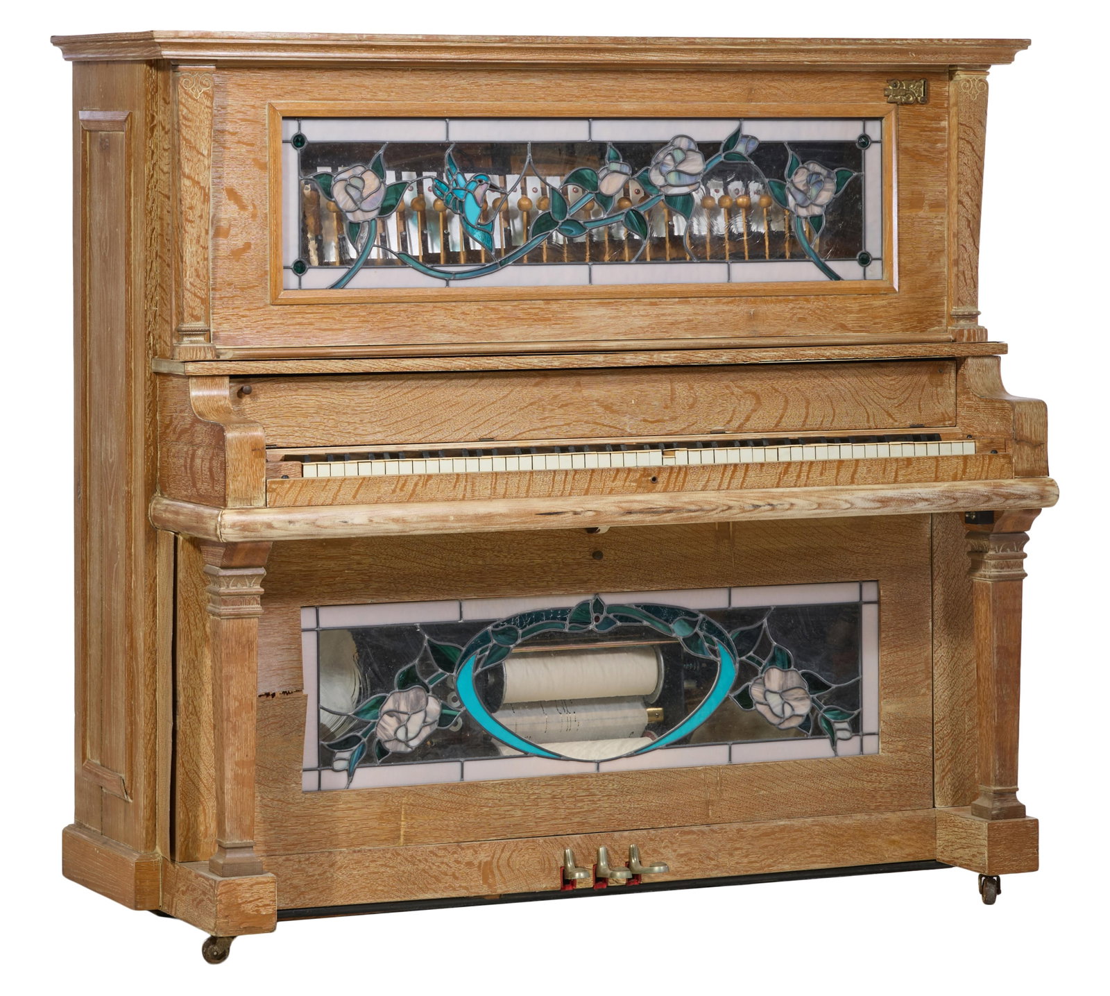 Twenty-Five Cent Kroeger Piano Nickelodeon Band Organ, early 20th c., H.- 58 1/8 in., W.- 64 1/2 (1 of 9)