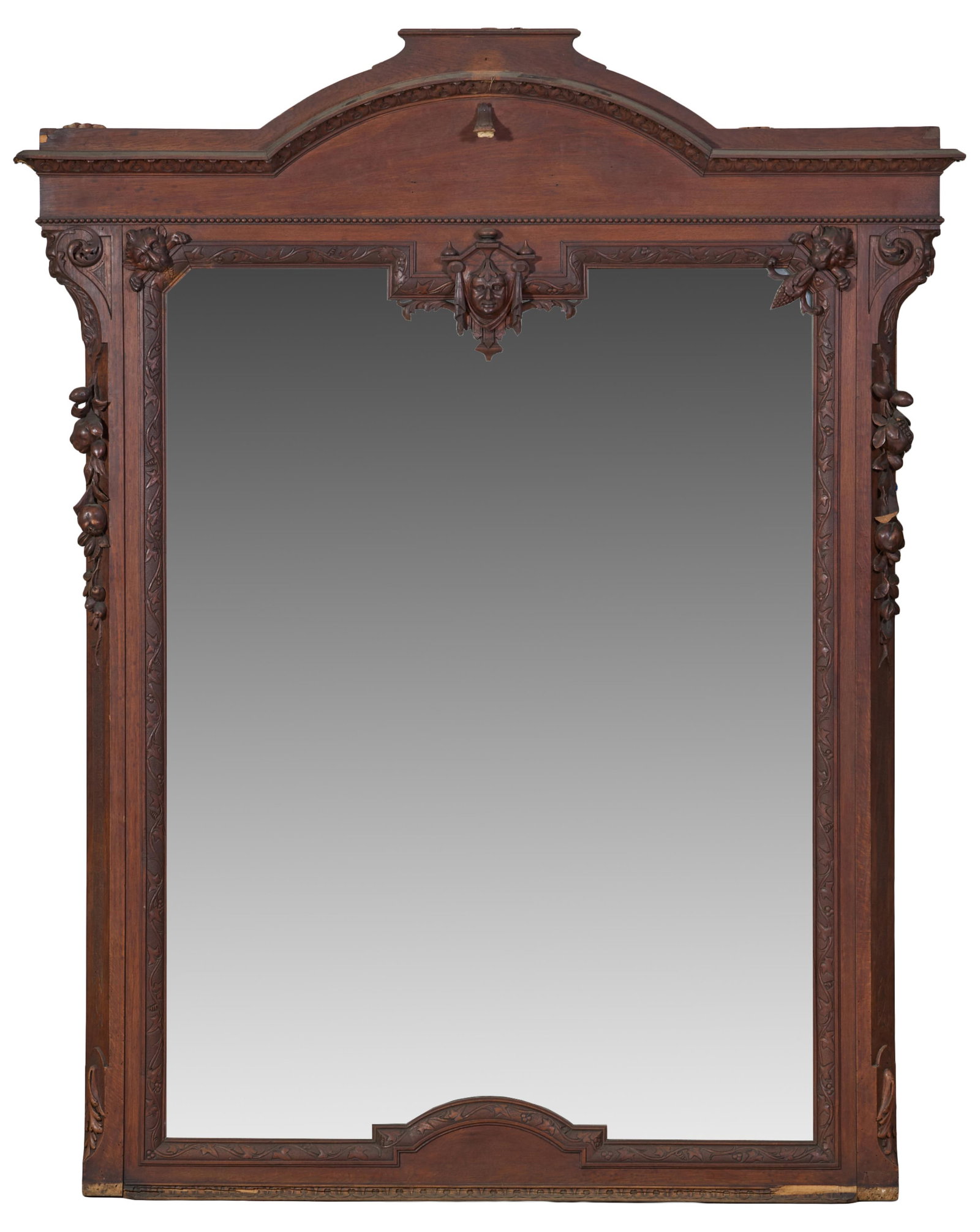 Large French Henri II Style Walnut Overmantel Mirror, late 19th c., H.- 90 in., W.- 73 in., D.- 5 (1 of 3)
