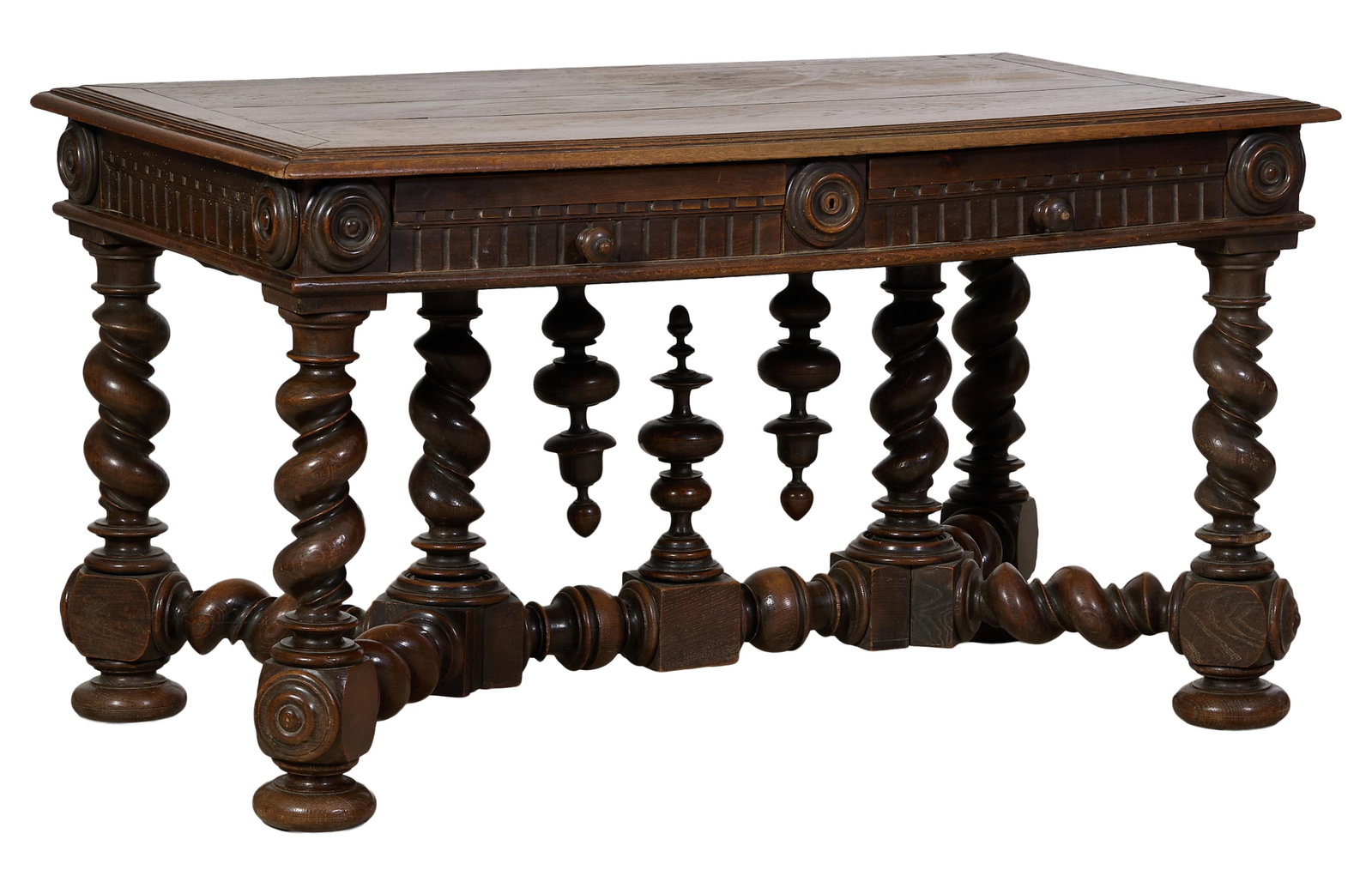 French Louis XIII Style Oak Writing Desk, late 19th c., H.- 30 in., W.- 54 in., D.- 28 1/4 in. (1 of 1)