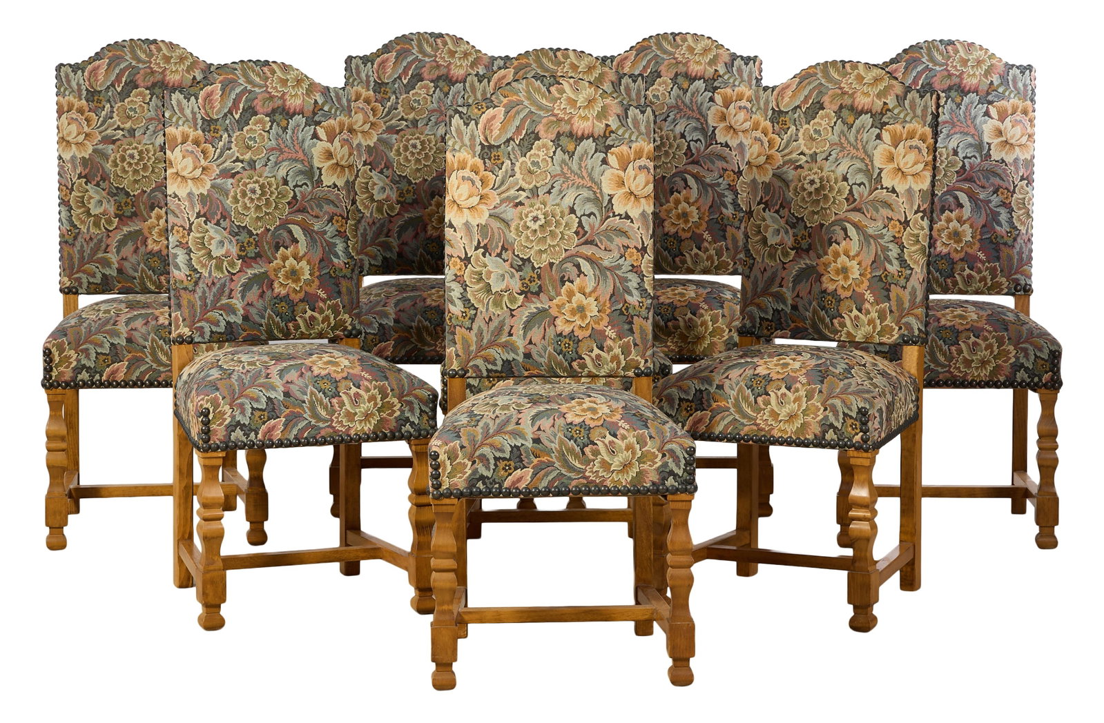 Set of Eight French Louis XIV Style Dining Chairs, mid/late 20th c., Each- H.- 43 in, W.- 19 3/4 (1 of 2)