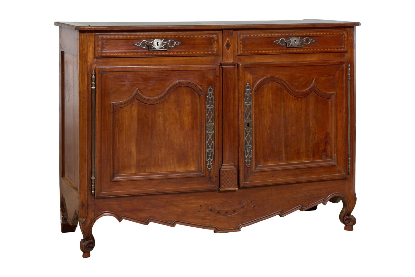 French Louis XV Style Inlaid Cherry Sideboard, mid 19th c., H.- 44 in., W.- 61 in., D.- 22 in. (1 of 1)