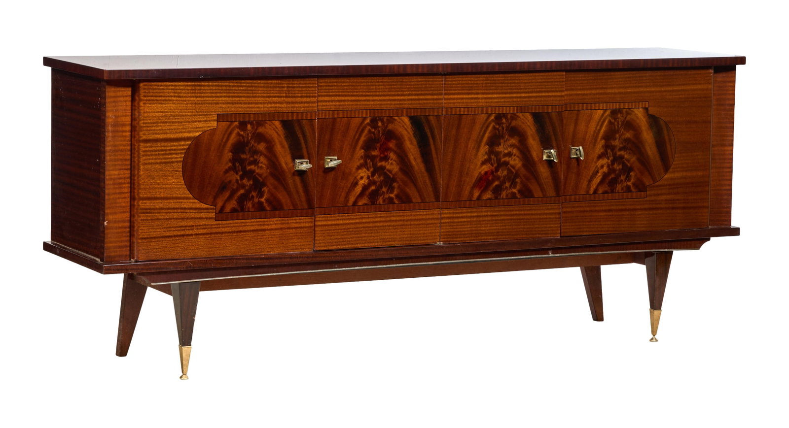 Italian Art Moderne Style Inlaid Walnut Credenza, 20th c., H.- 38 1/4 in., W.- 91 in., D.- 20 1/4 (1 of 1)
