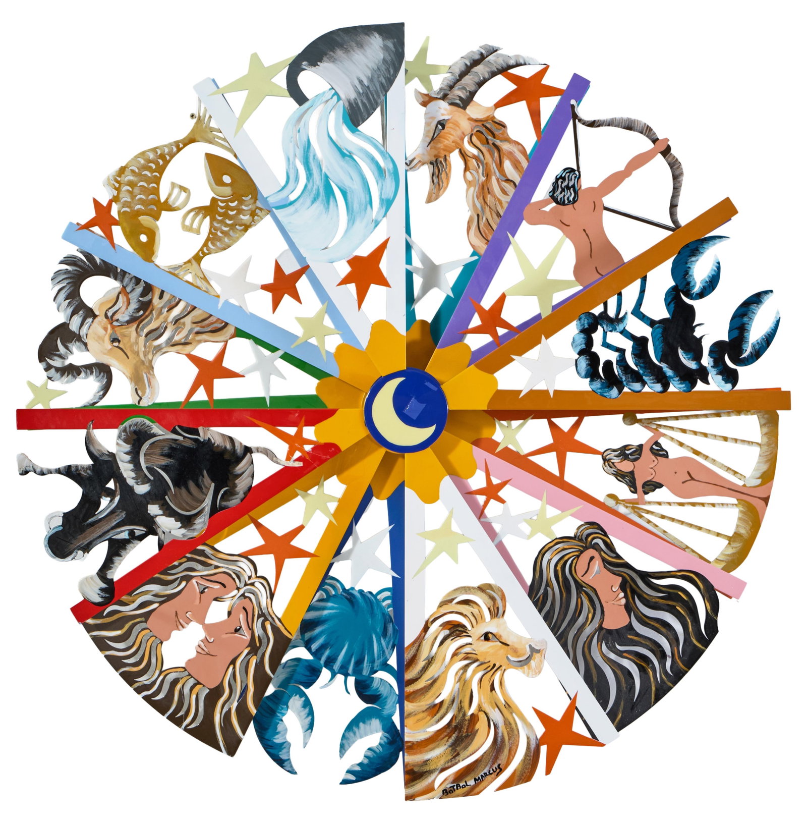 Marcus Botbol (Moroccan, b. 1957), "Zodiac Wheel," Dia.- 38 1/2 in. D.- 4 in. (1 of 3)