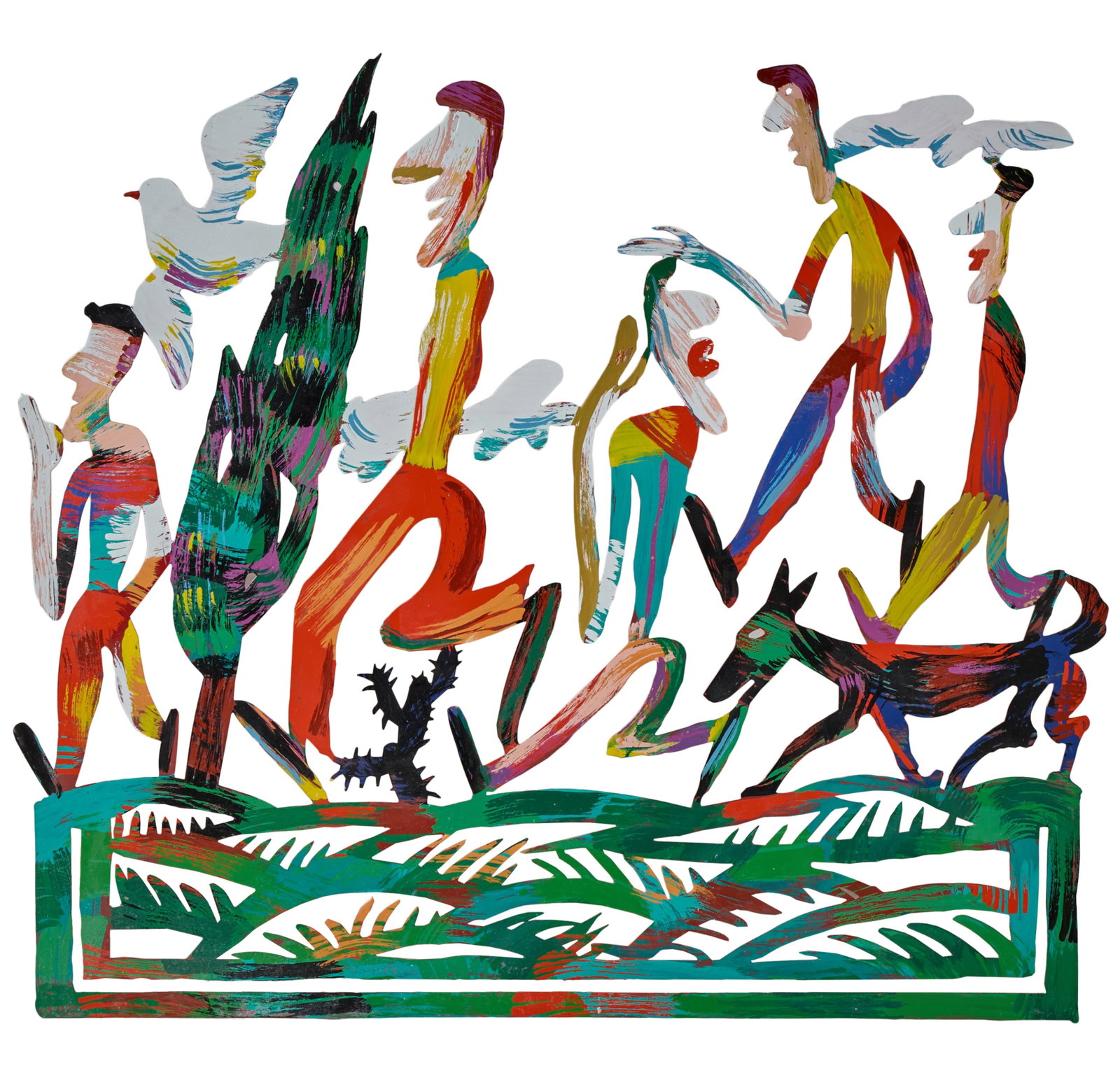 Marcus Botbol (Moroccan, b. 1957), "Walking with Animals," H.- 35 1/2 in., W.- 41 in., D.- 2 in. (1 of 2)