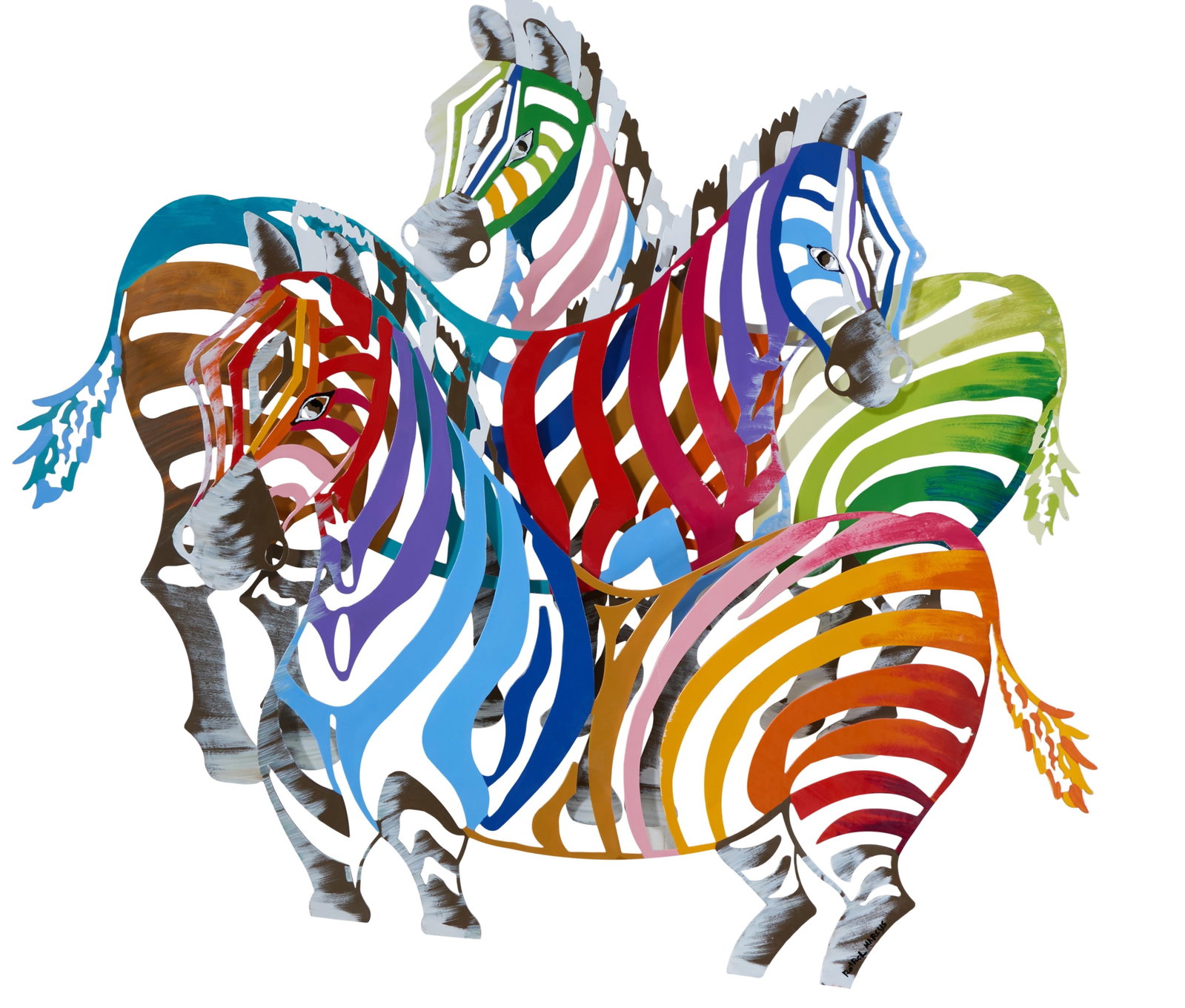 Marcus Botbol (Moroccan, b. 1957), "Zebras," H.- 45 in., W.- 52 in., D.- 4 in. (1 of 3)
