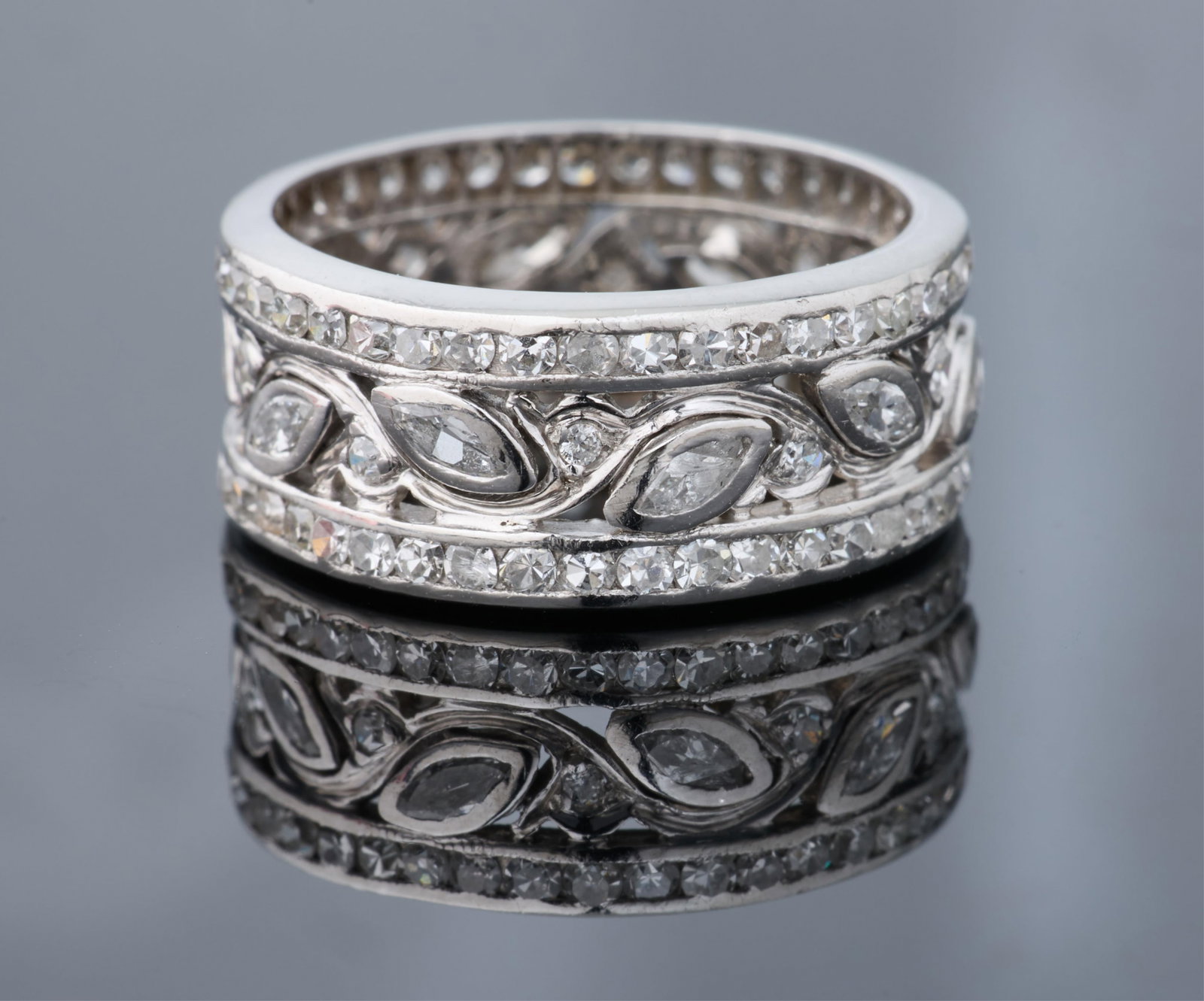 Platinum Diamond Band, App. Total Diamond W.t- 0.68 carats, App. Total Wt.- 5.4 grams, Size- 5. (1 of 1)