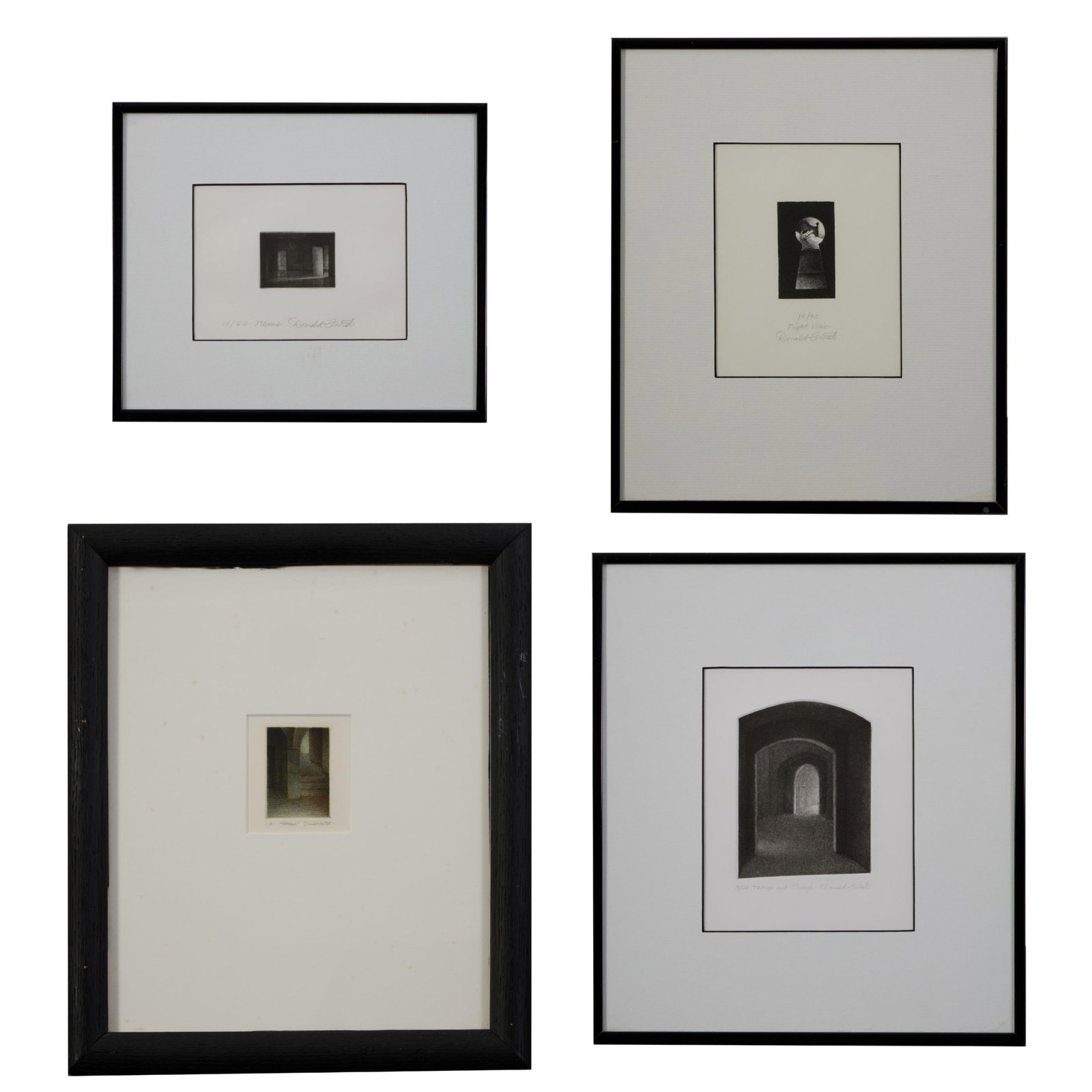 Donald Furst (American/North Carolina, b. 1953), Four Etchings on Paper, "Ottobre"- Sight- H.- 2 3/4 (1 of 13)
