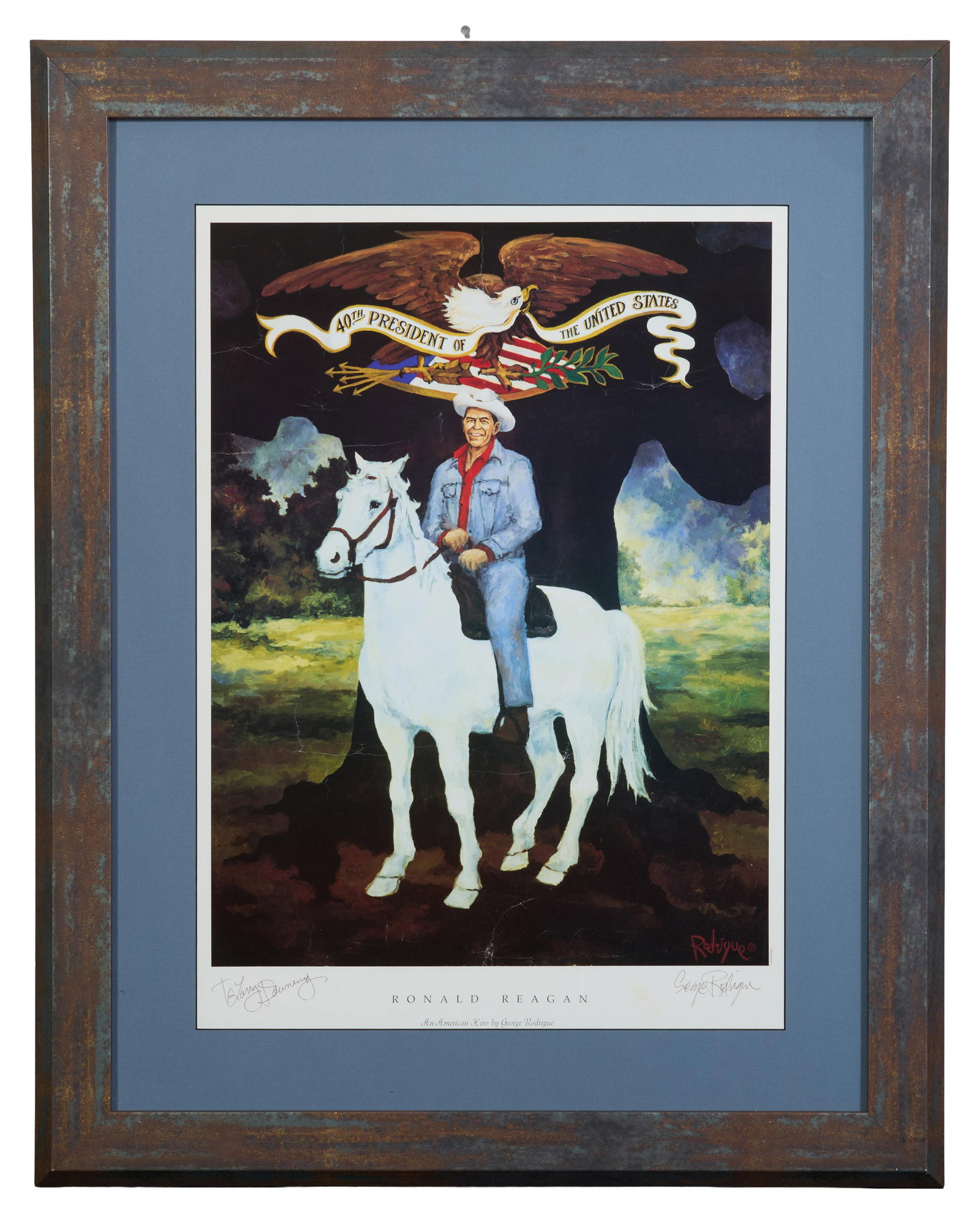 George Rodrigue (American/Louisiana, 1944-2013), "Ronald Reagan," Sight- H.- 26 1/2 in., W.- 19 in., (1 of 6)