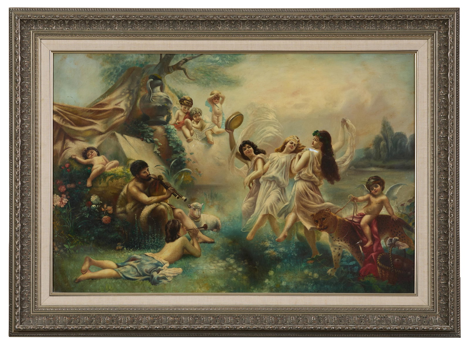 N. Henry Bingham (American, b. 1939), "Bacchanal Scene" H.- 24 in., W.- 36 in., Framed- H.- 32 1/2 (1 of 4)