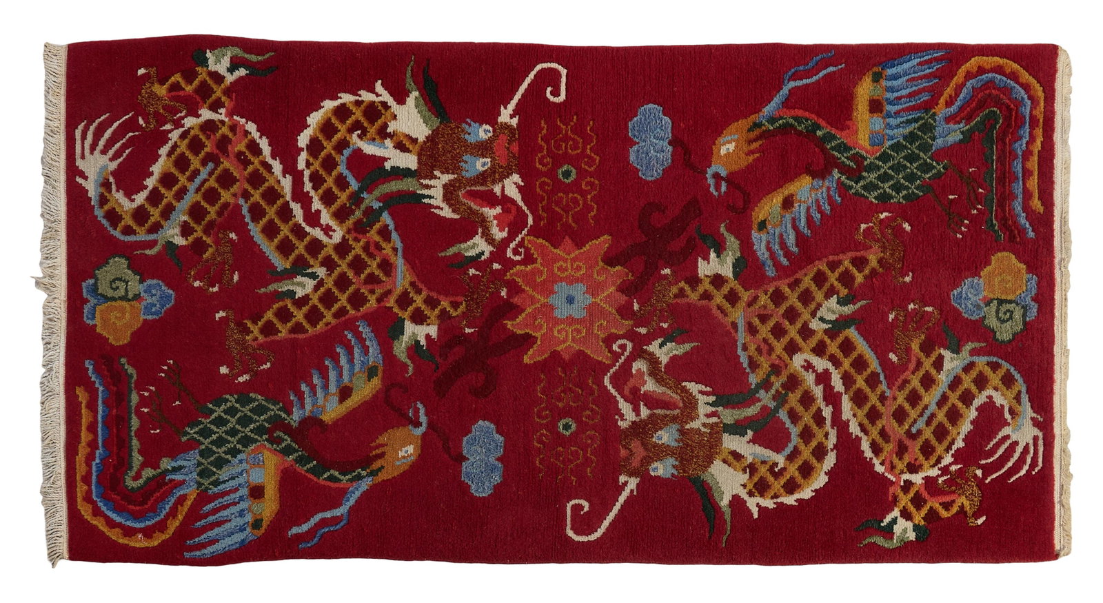 Vintage Tibetan Carpet, 3' x 5' 10. (1 of 2)