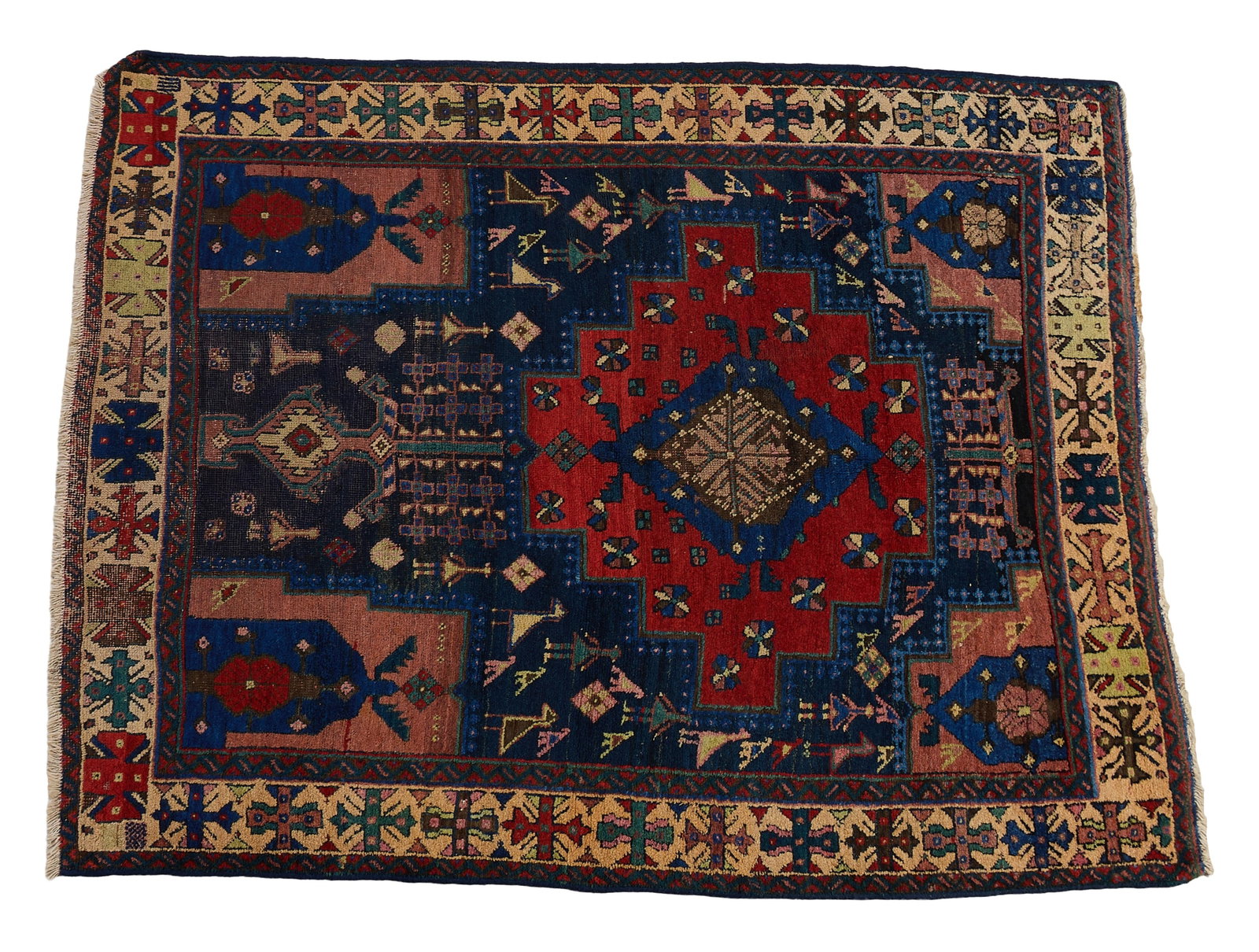 Antique Southeast Persian Tribal Afshar Carpet, 5' 4 x 6' 7. (1 of 2)