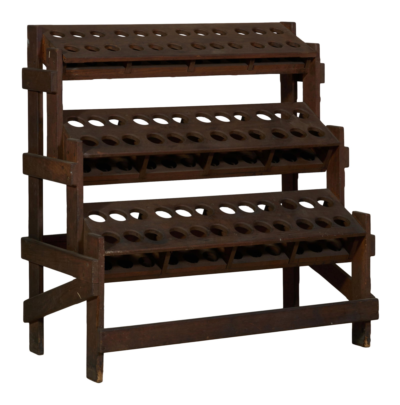 Primitive Stepped Bottle Drying Rack, early/mid 20th c., H.- 46 in., W.- 44 1/2 in., D.- 23 1/2 in. (1 of 1)