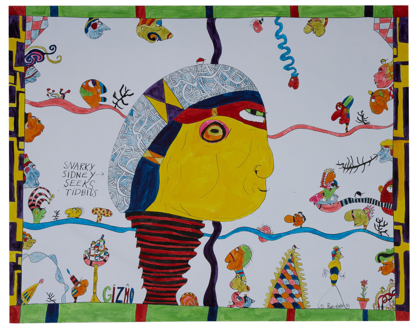 Bob Rue (American/Louisiana, b. 1947), "Snarky Sidney Seeks Tidbits," 2011, H.- 19 in., W.- 24 in. (1 of 5)