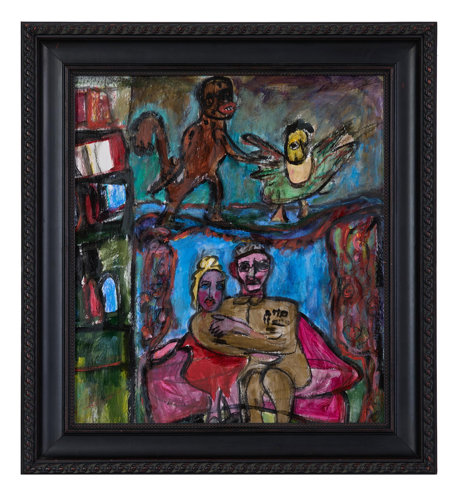 Continental School/Possibly Markus Lupertz (German, b. 1941), "Couple with Animals Above," Sight- (1 of 4)