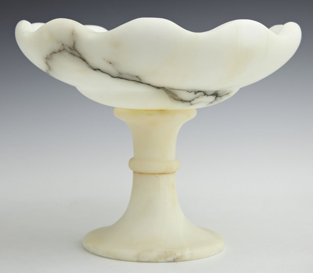 Alabaster Footed Compote, 20th c., with a scallopped: Alabaster Footed Compote, 20th c., with a scallopped rim, H.- 7 1/4 in., Dia.- 9 1/8 in.