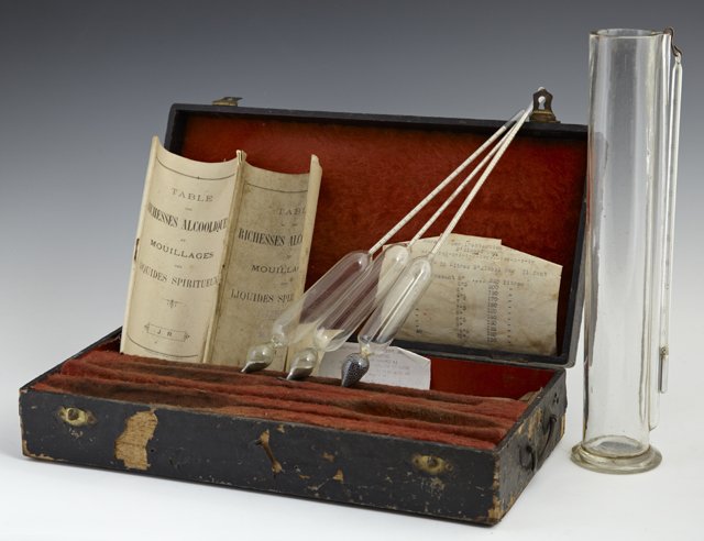 Group of Wine Thermometers, 19th c, in original fitted: Group of Wine Thermometers, 19th c, in original fitted wooden box, H.- 3 in., W.- 13 1/4 in., D.- 6 1/2 in.