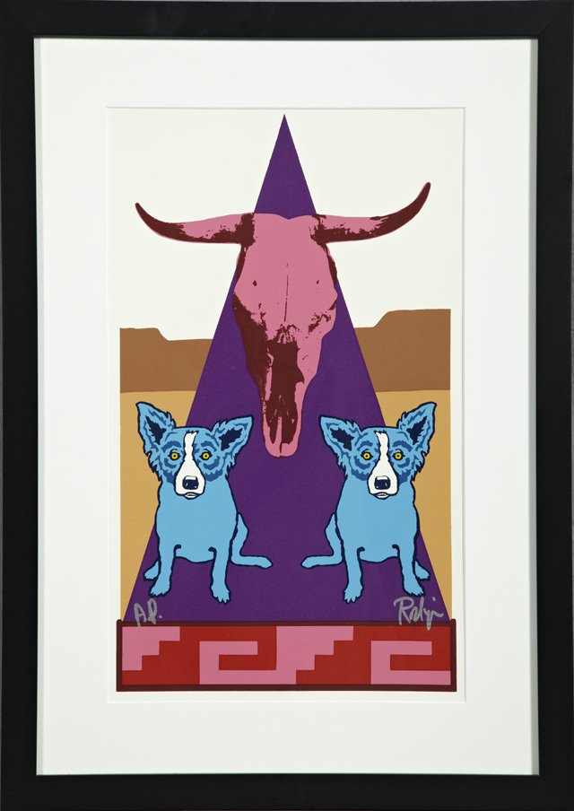 George Rodrigue(1944-), "Southwestern Blue Dog," 20th: George Rodrigue(1944-), "Southwestern Blue Dog," 20th c., serigraph, artist's proof, so marked l.l., signed l.r., framed, H.- 21 3/8 in., W.- 12 5/8 in.
