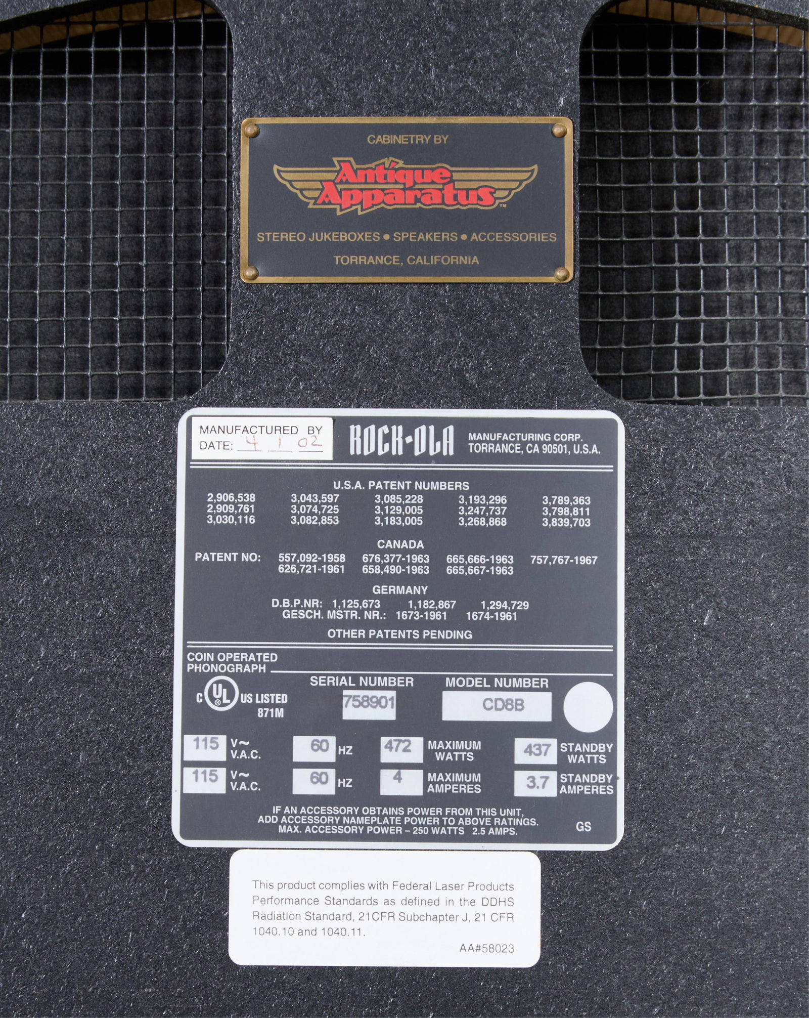 Rock-Ola CD Jukebox, early 21st c., H.- 61 1/4 in., W.- 33 in., D.- 26 in. - 3