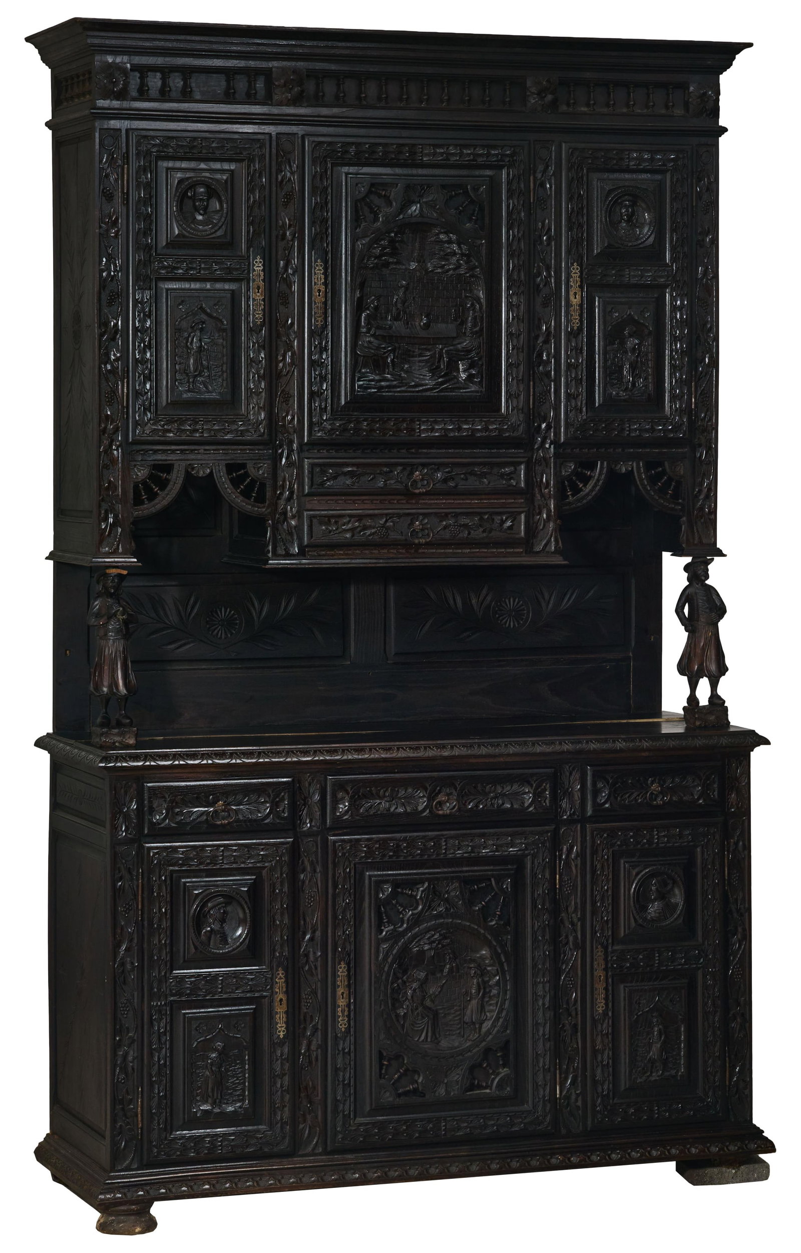 French Henri II Brittany Style Buffet a Deux Corps, late 19th c., H.- 101 in., W.- 66 in., D.- 21 (1 of 19)