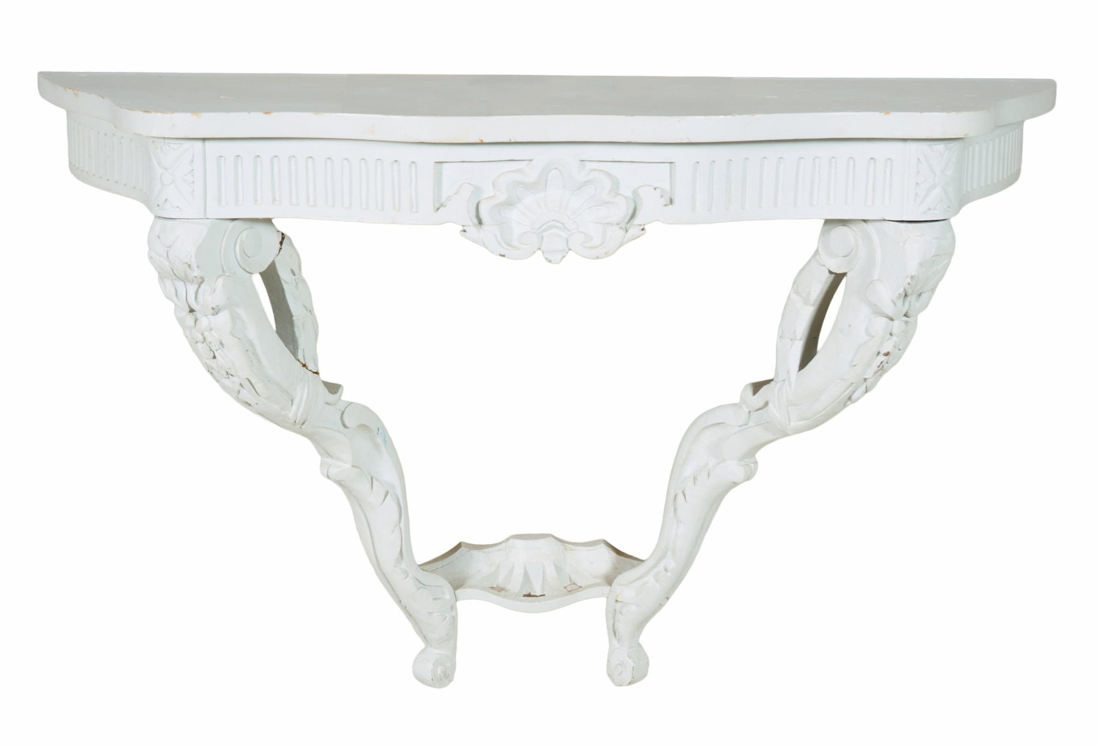 French Louis XV Style Creme Peinte Console, 20th c., H.- 30 in., W.- 47 3/4 in., D.- 16 in. (1 of 1)