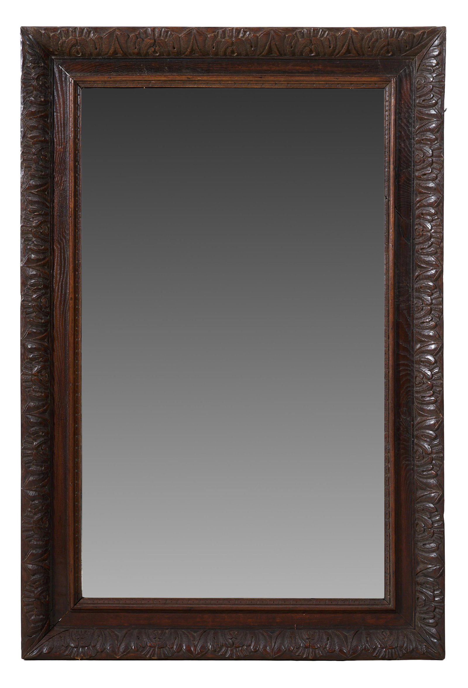 French Henri II Style Oak Overmantel Mirror, late 19th c., H.- 59 1/2 in., W.- 39 1/2 in. (1 of 1)