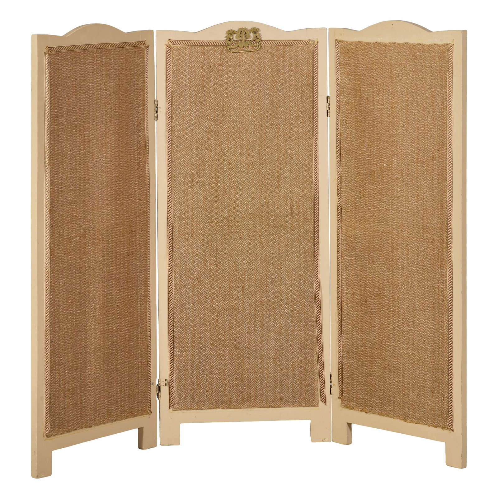 French Creme Peinte Dressing Screen, mid 20th c., H.- 48 in., W.- 60 in., D.- 1 in. (1 of 2)