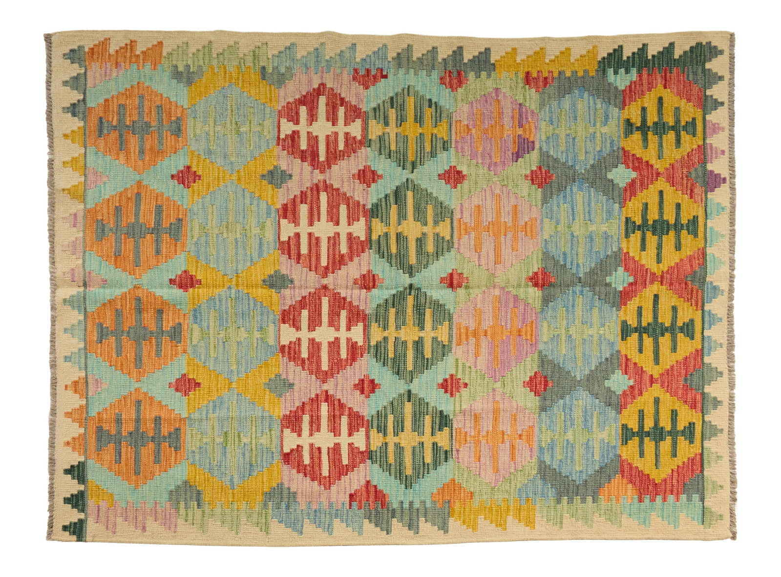 Turkish Kilim Carpet, 5' x 6' 6. (1 of 2)