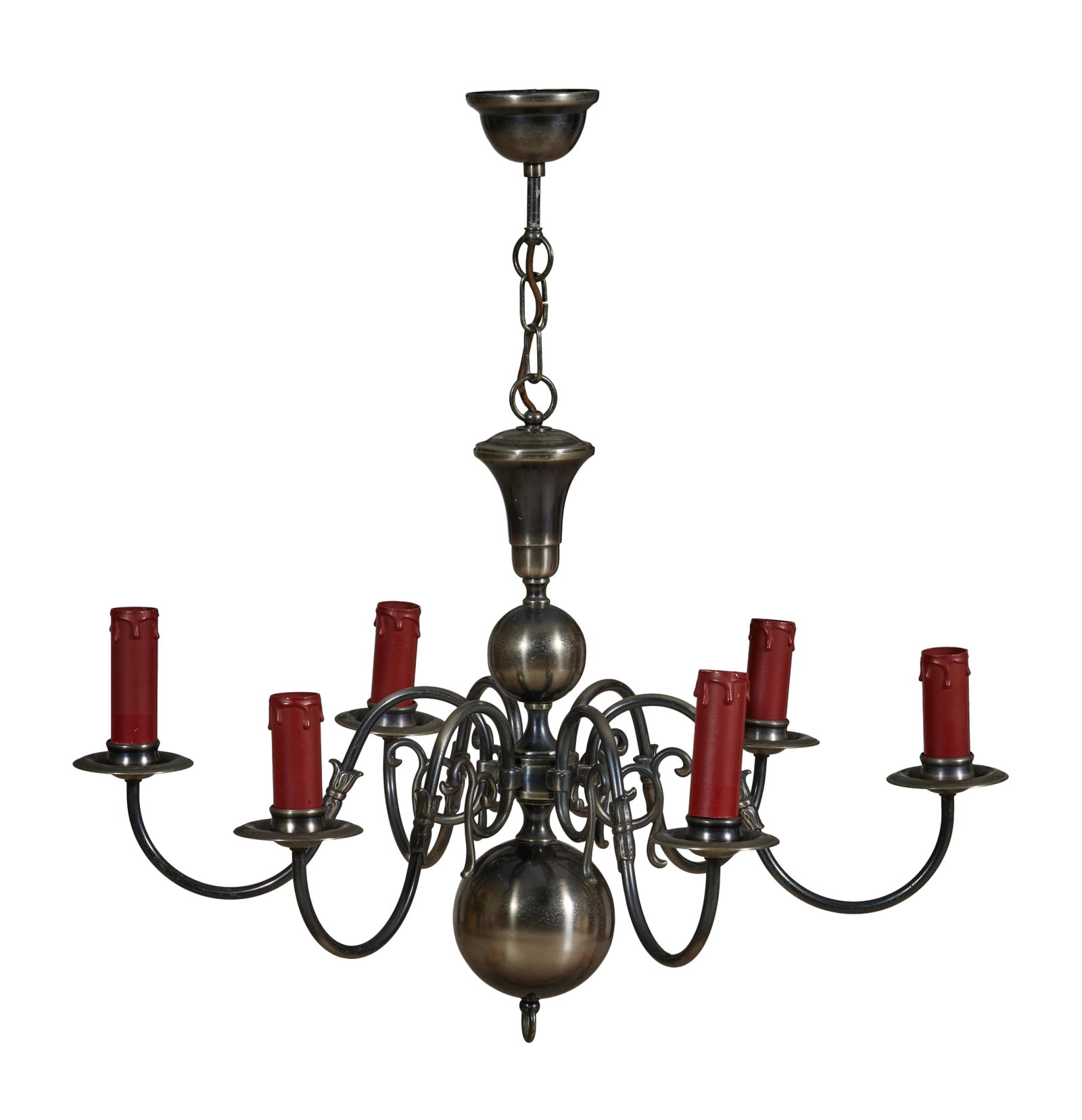Vintage Dutch Style Six Light Chandelier, mid 20th c., H.- 20 in., Dia.- 28 in. (1 of 1)