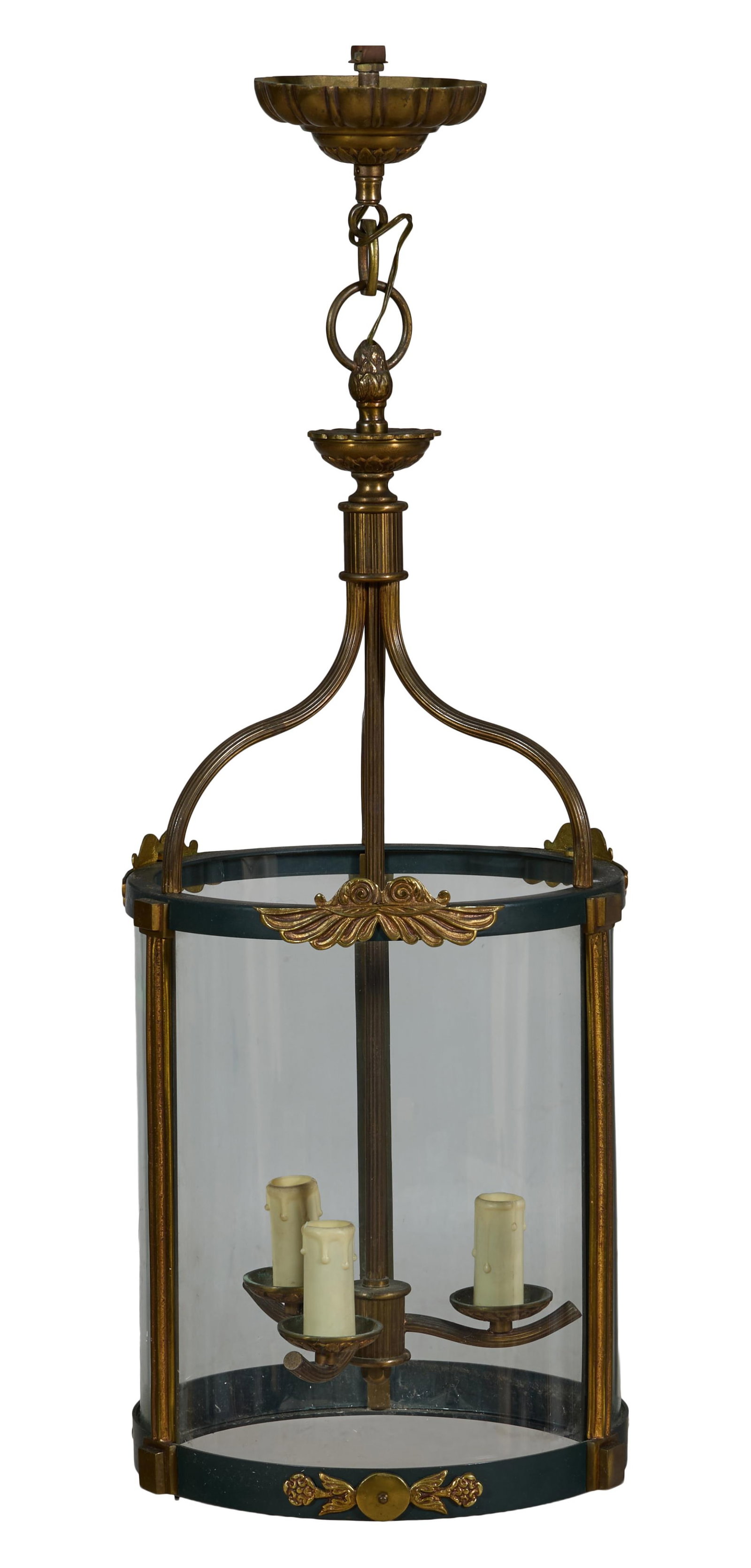 French Empire Style Hall Lantern, late 19th c., H.- 24 1/2 in., Dia.- 9 1/2 in. (1 of 1)