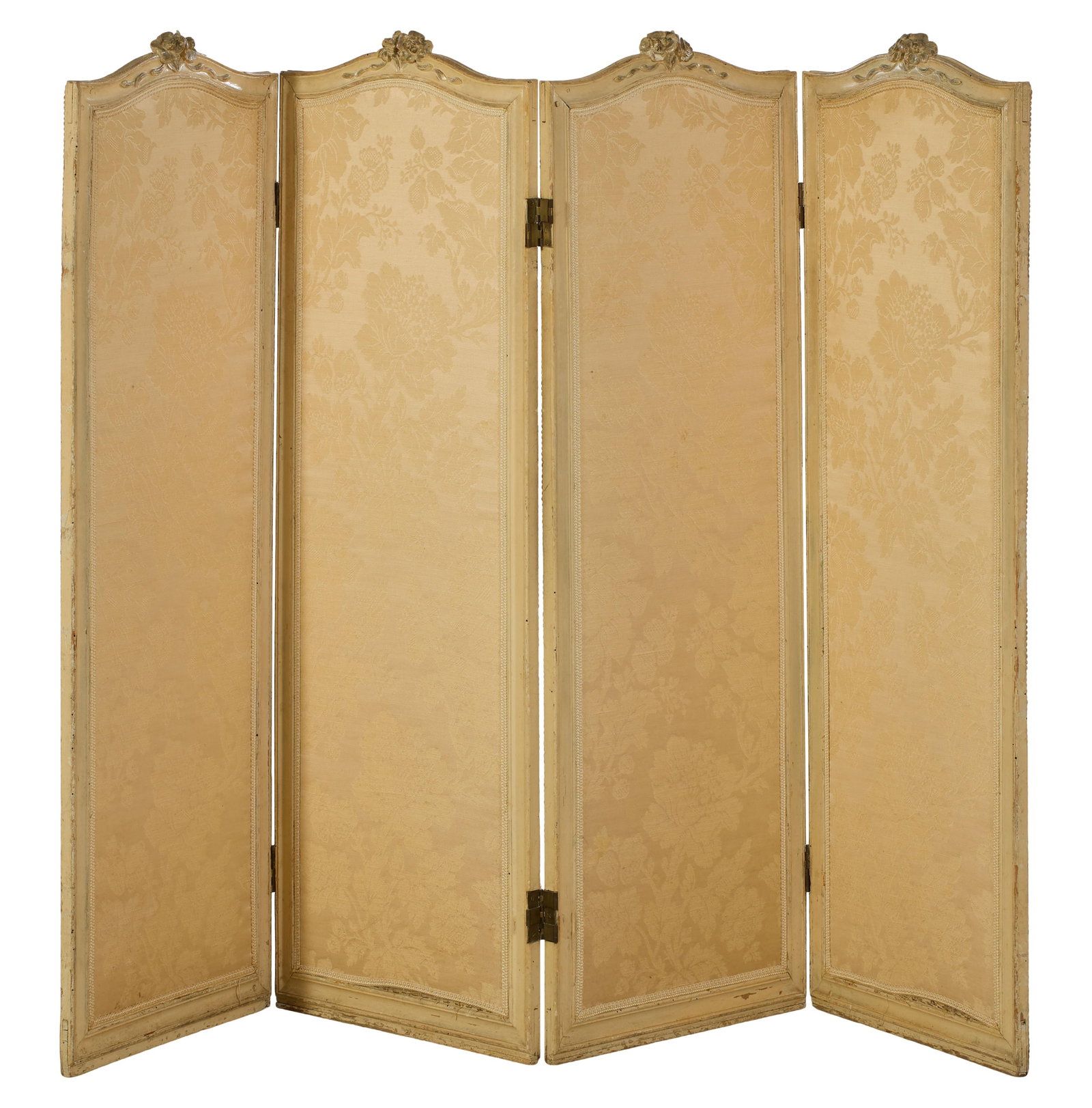 French Louis XV Style Creme Peinte Room Divider, mid 20th c., H.- 51 in., W.- 72 in., D.- 1 in. (1 of 2)