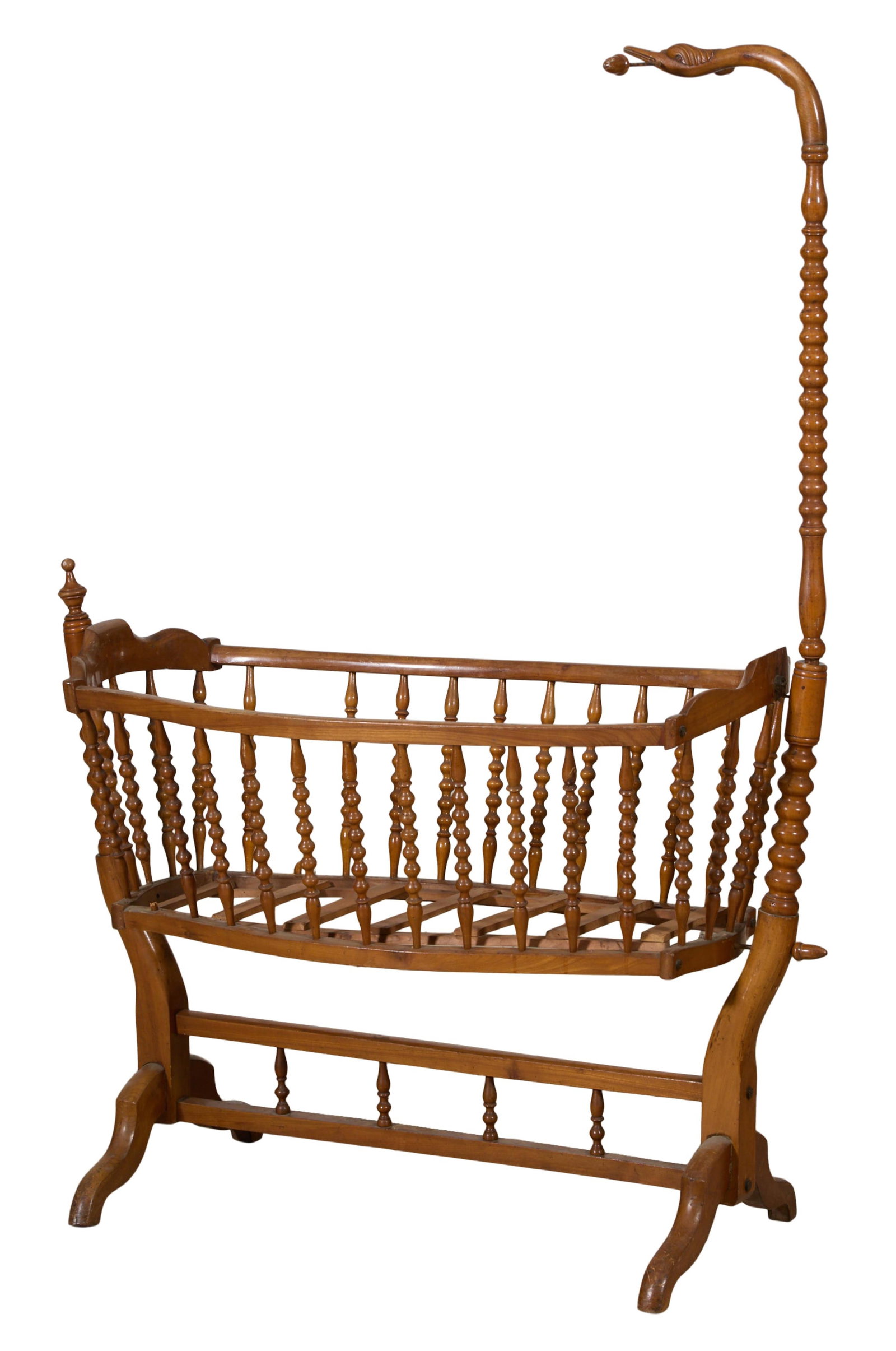 French Louis Philippe Swan Head Cradle, mid 19th c., H.- 65 in., W.- 46 in., D.- 22 in. (1 of 16)