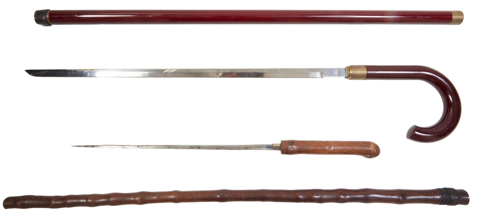 Two English Sword Canes, 20th c., Curved- H.- 36 1/2 in., W.- 5 1/8 in., D.- 1 in. (2 Pcs.) (1 of 9)