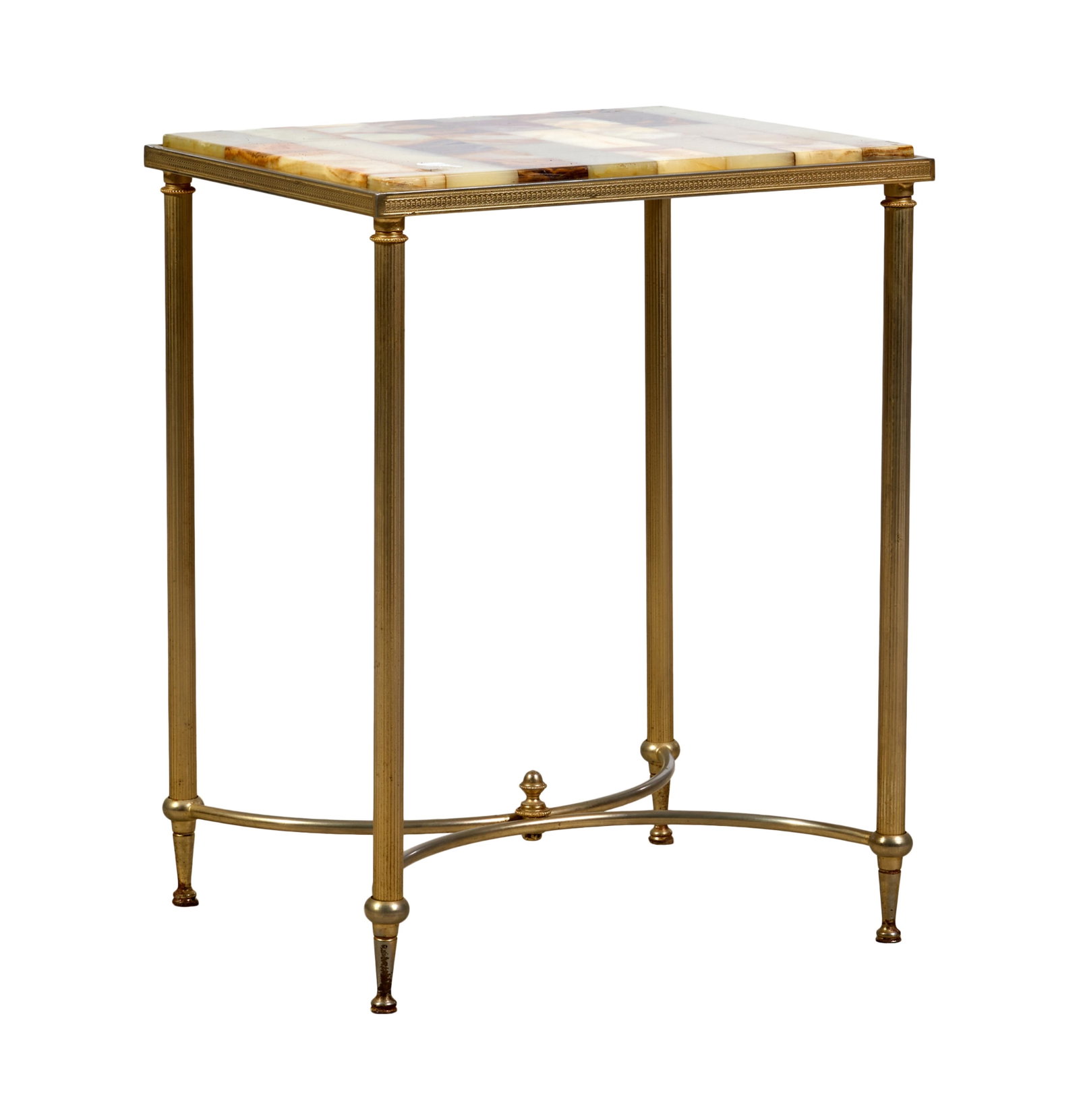 Louis XVI Style Marble Top Gilt Metal Side Table, 20th c., H.- 21 1/2 in., W.- 16 1/2 in., D.- 15 (1 of 2)