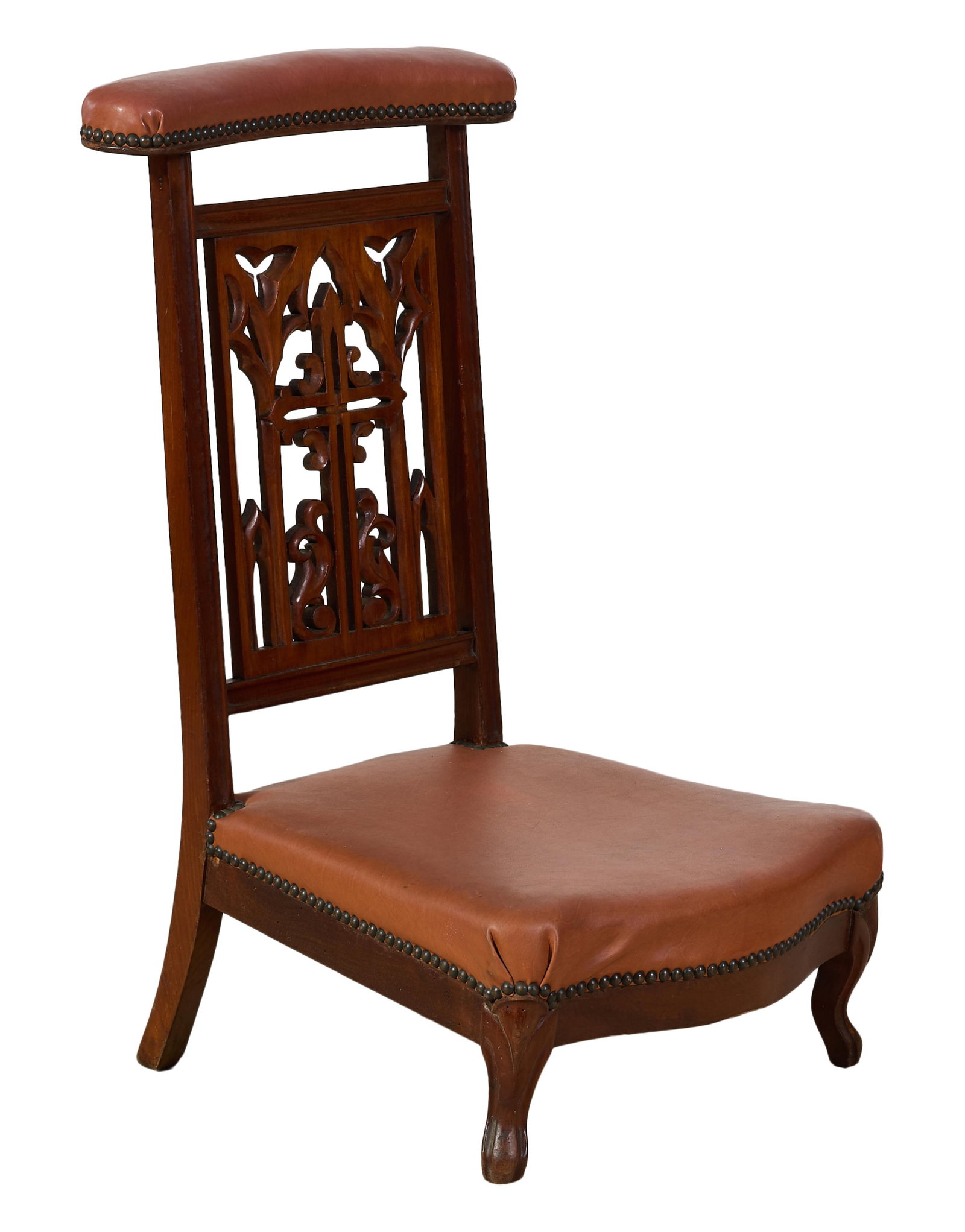 French Napoleon III Carved Walnut Prie Dieu, late 19th c., H.- 33 in., W.- 19 in., D.- 19 in. (1 of 2)