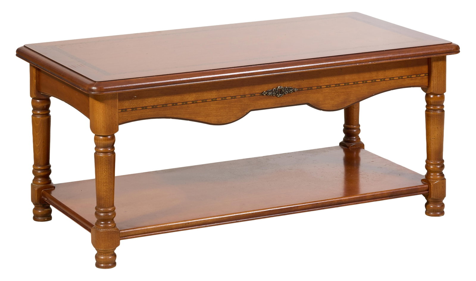Louis Philippe Inspired Cherry Coffee Table, late 20th c., H.- 18 in., W.- 41 1/2 in., D.- 22 in. (1 of 2)