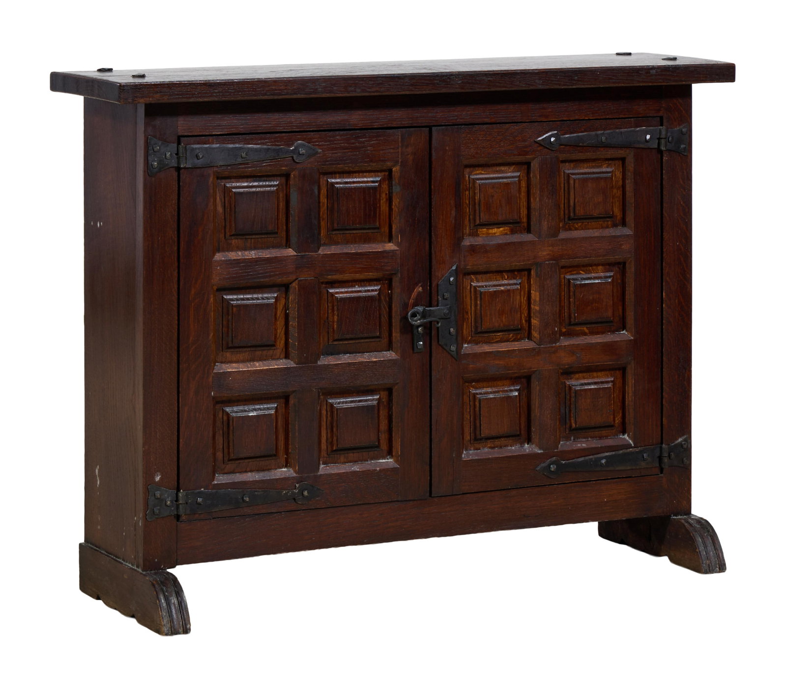 Spanish Renaissance Revival Style Oak Cabinet, late 19th c., H.- 29 1/2 in., W.- 38 1/2 in., D.- 12 (1 of 2)