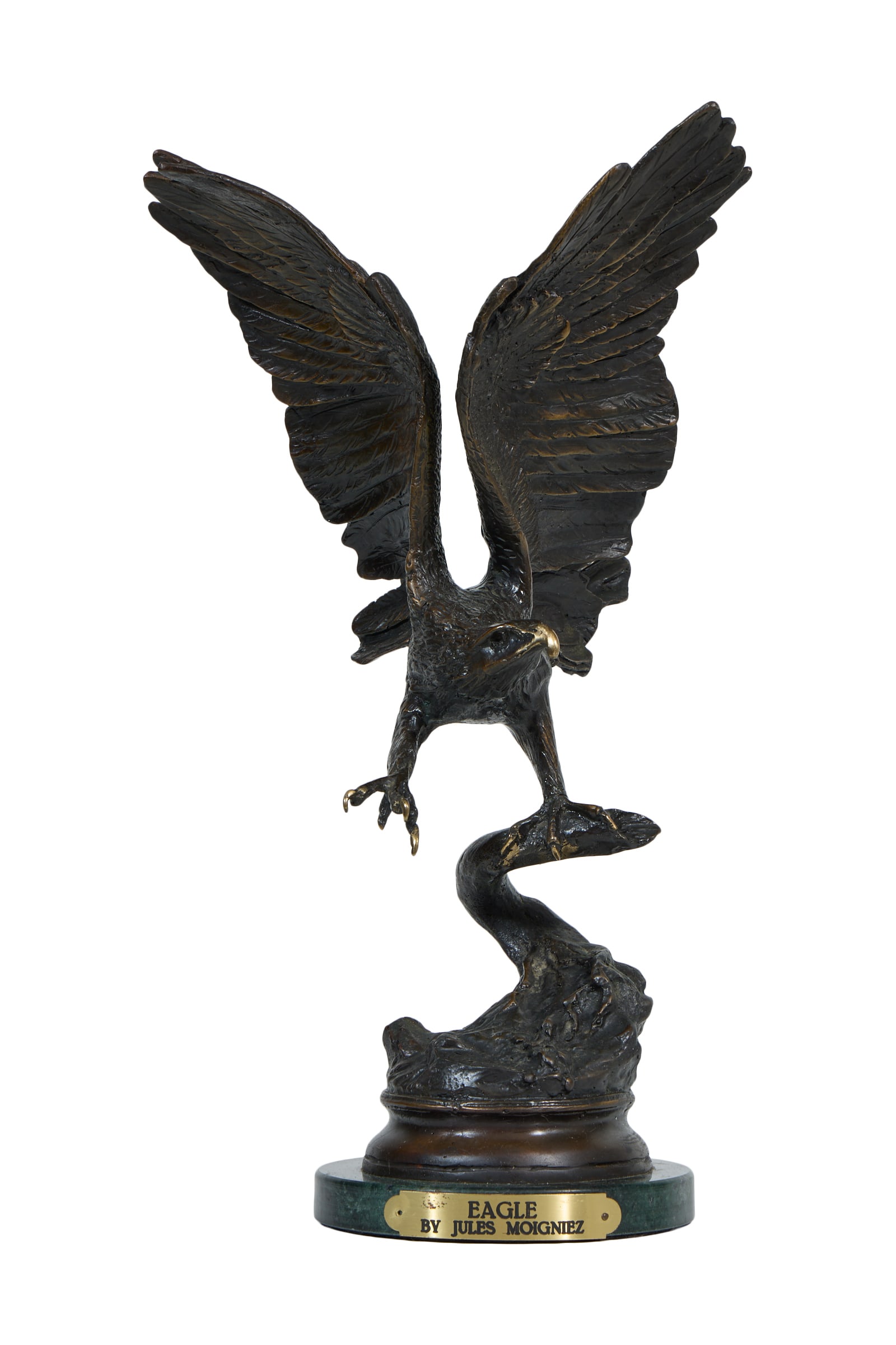 After Jules Moigniez (French, 1835-1894), Bronze Eagle in Flight Sculpture, late 20th c., H.- 15 3/4 (1 of 6)