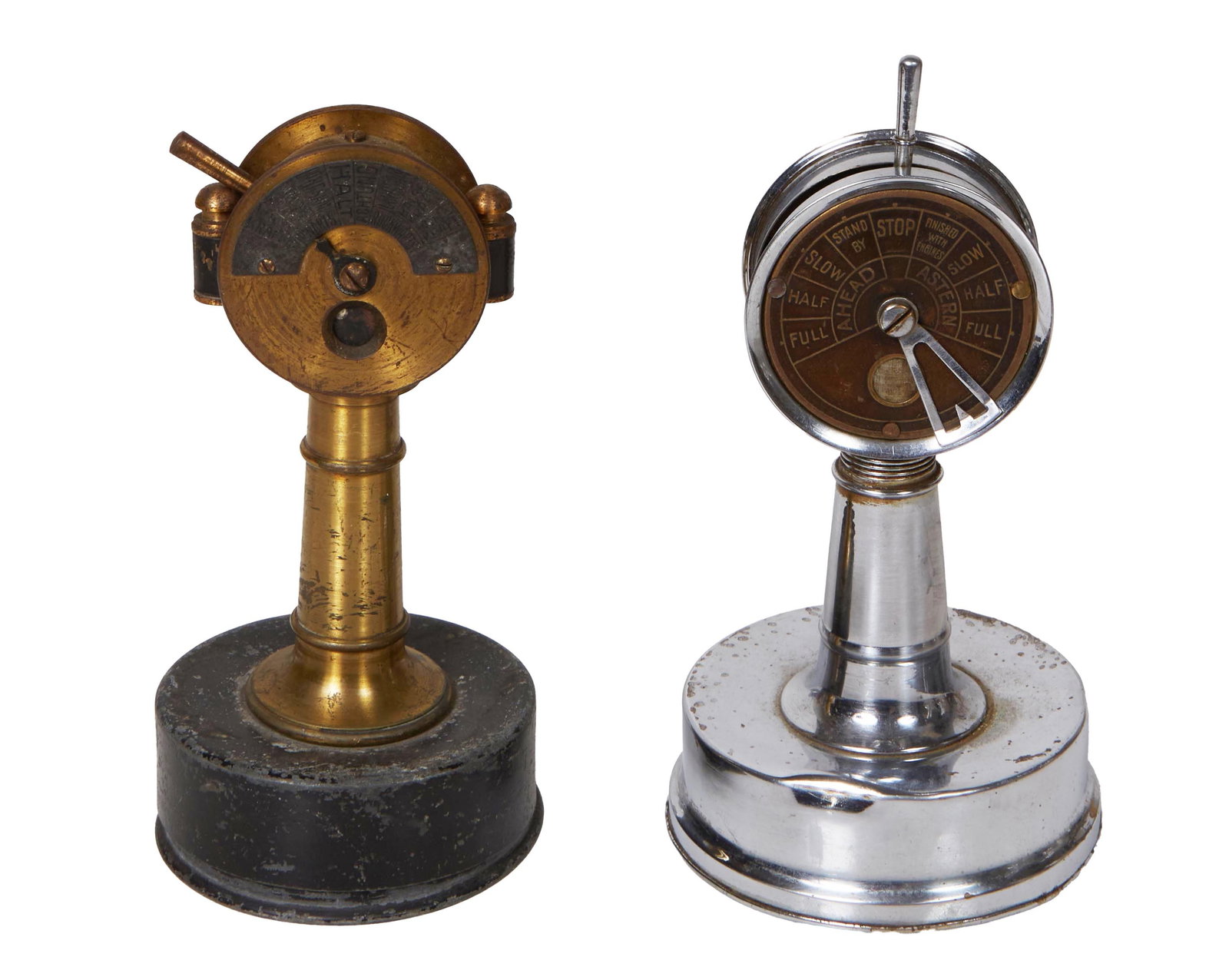 Two Ship's Wheel Cigar Cutters, early 20th c., Brass- H.- 5 7/8 in., Dia.- 3 in. (2 Pcs.) (1 of 1)
