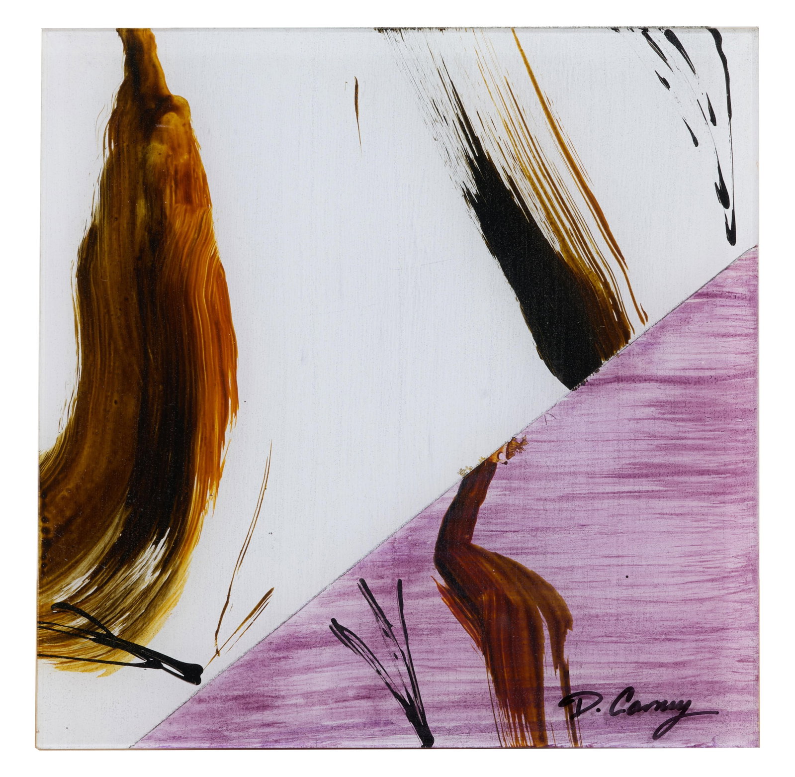 Dennis Carney (American/New Mexico, b. 1960), "Abstract in White, Purple and Brown," H.- 10 in., W.- (1 of 3)