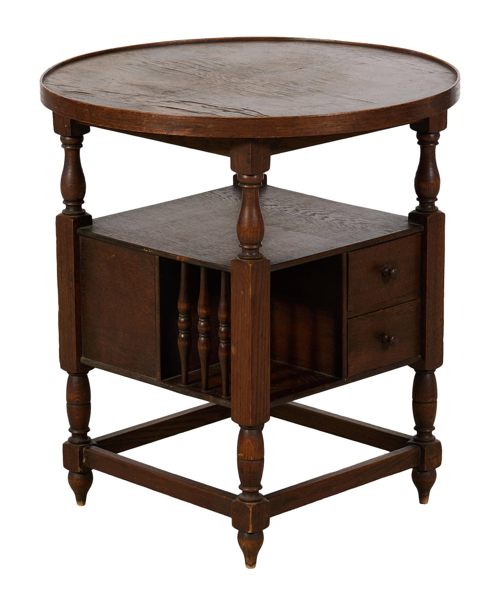 French Provincial Style Library Side Table, late 20th c., H.- 27 in., Dia.- 24 1/2 in. (1 of 1)