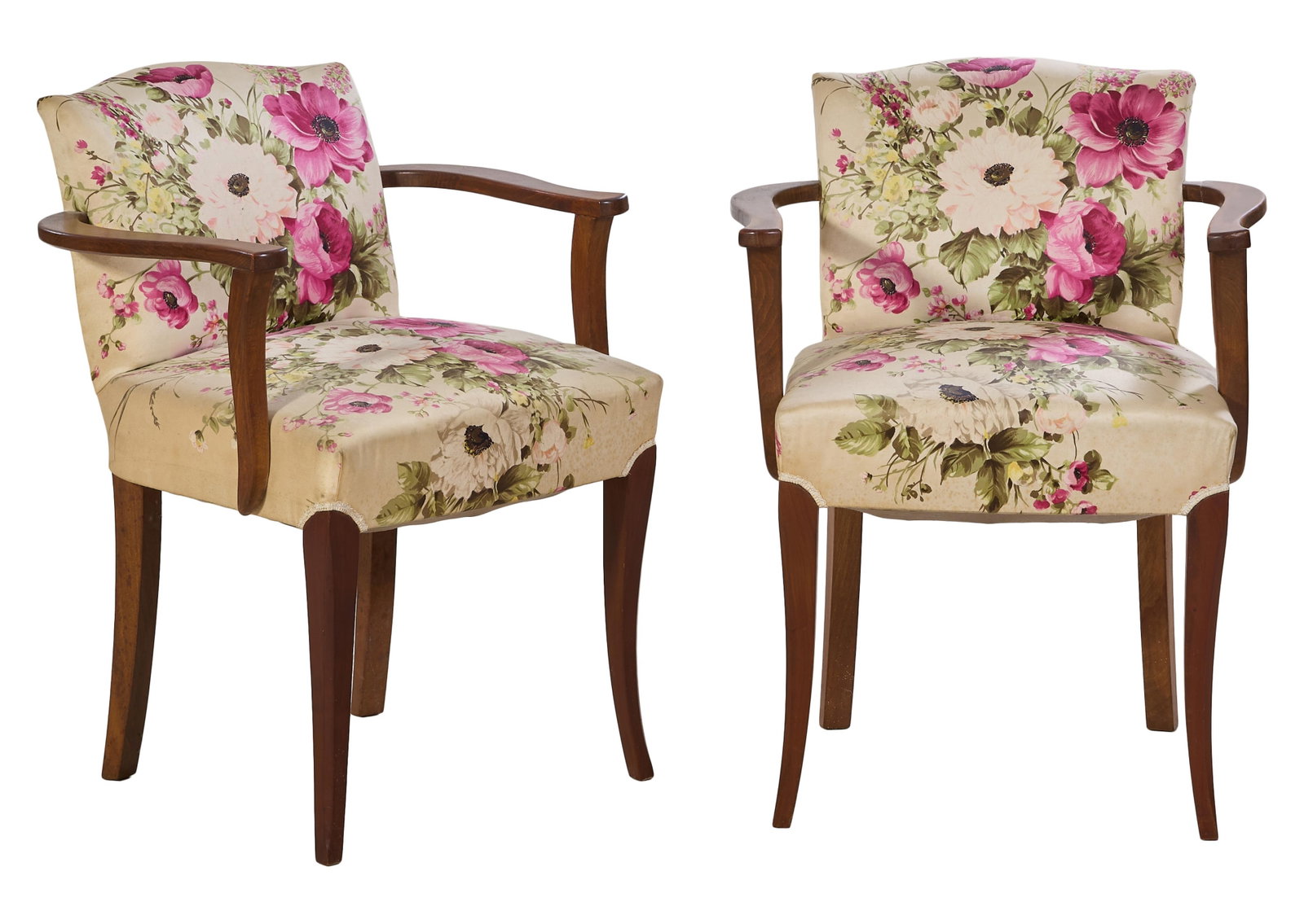 Pair of French Art Nouveau Fauteuils, mid 20th c., Each- H.- 31 3/4 in., W.- 24 1/4 in., D.- 20 1/2 (1 of 1)