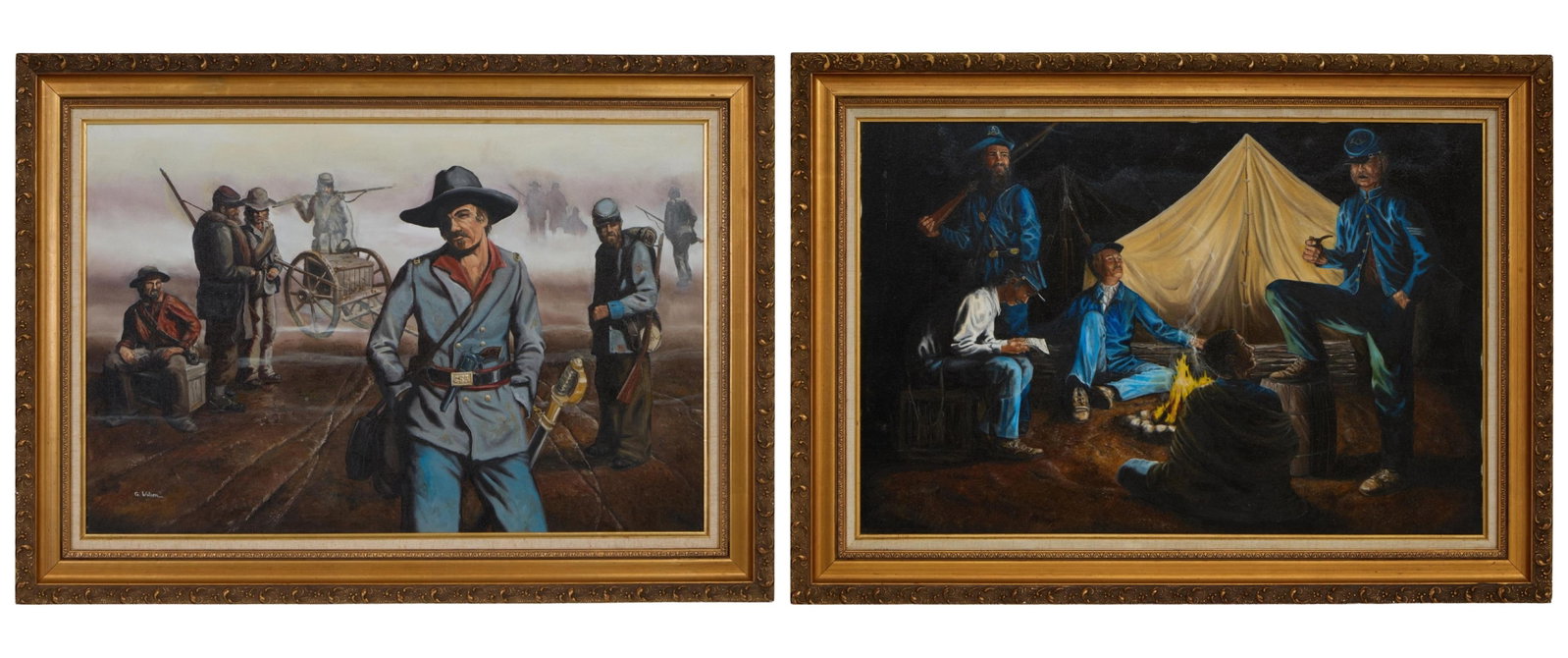 G. Wilson (American, 20th/21st Century), "Telling War Stories" and "Grey Ghosts," H.- 24 in., W.- 36 (1 of 11)