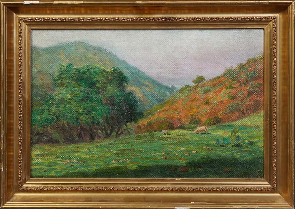 Charles Wellington Boyle (American/Louisiana, 1861-1925), "Sheep in a Field," H.- 11 1/4 in., W.- 17 (1 of 4)
