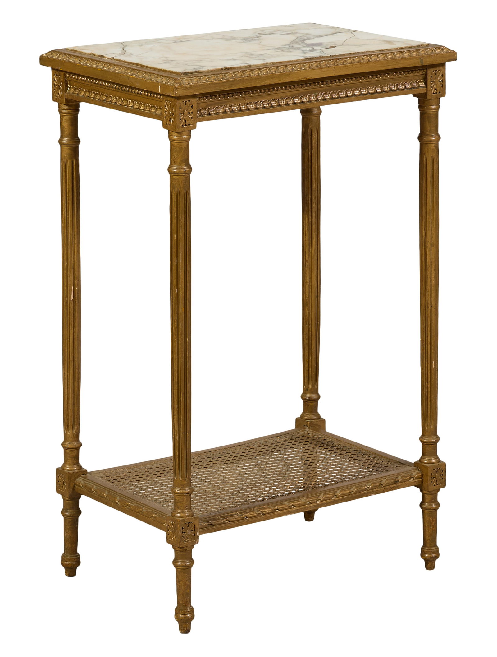 French Louis XVI Style Marble Top Side Table, mid 20th c., H.- 30 in., W.- 19 in., D.- 13 in. (1 of 1)