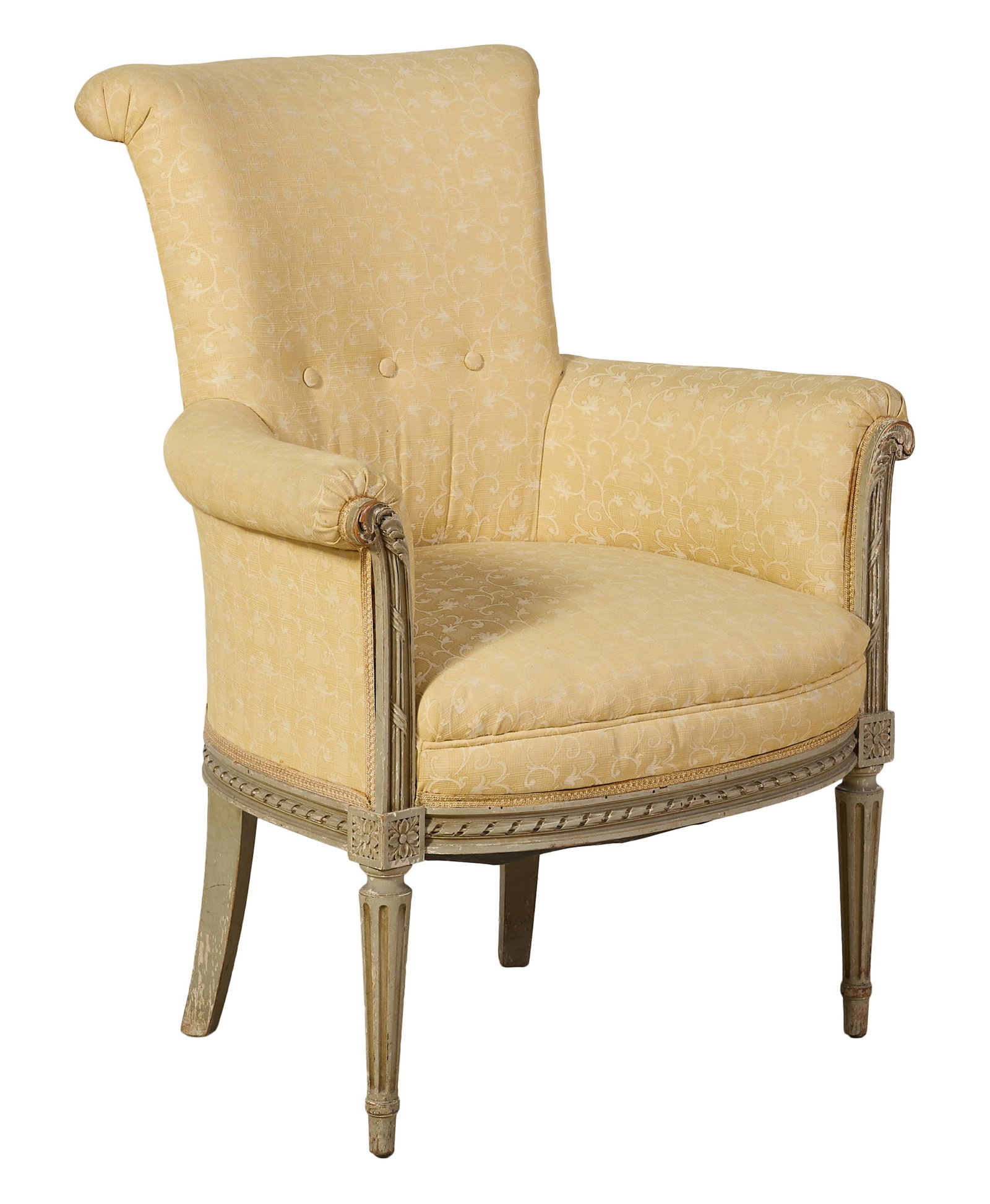 French Louis XVI Style Gris Peinte Berger, late 20th c., H.- 37 in., W.- 30 in., D.- 24 in. (1 of 1)